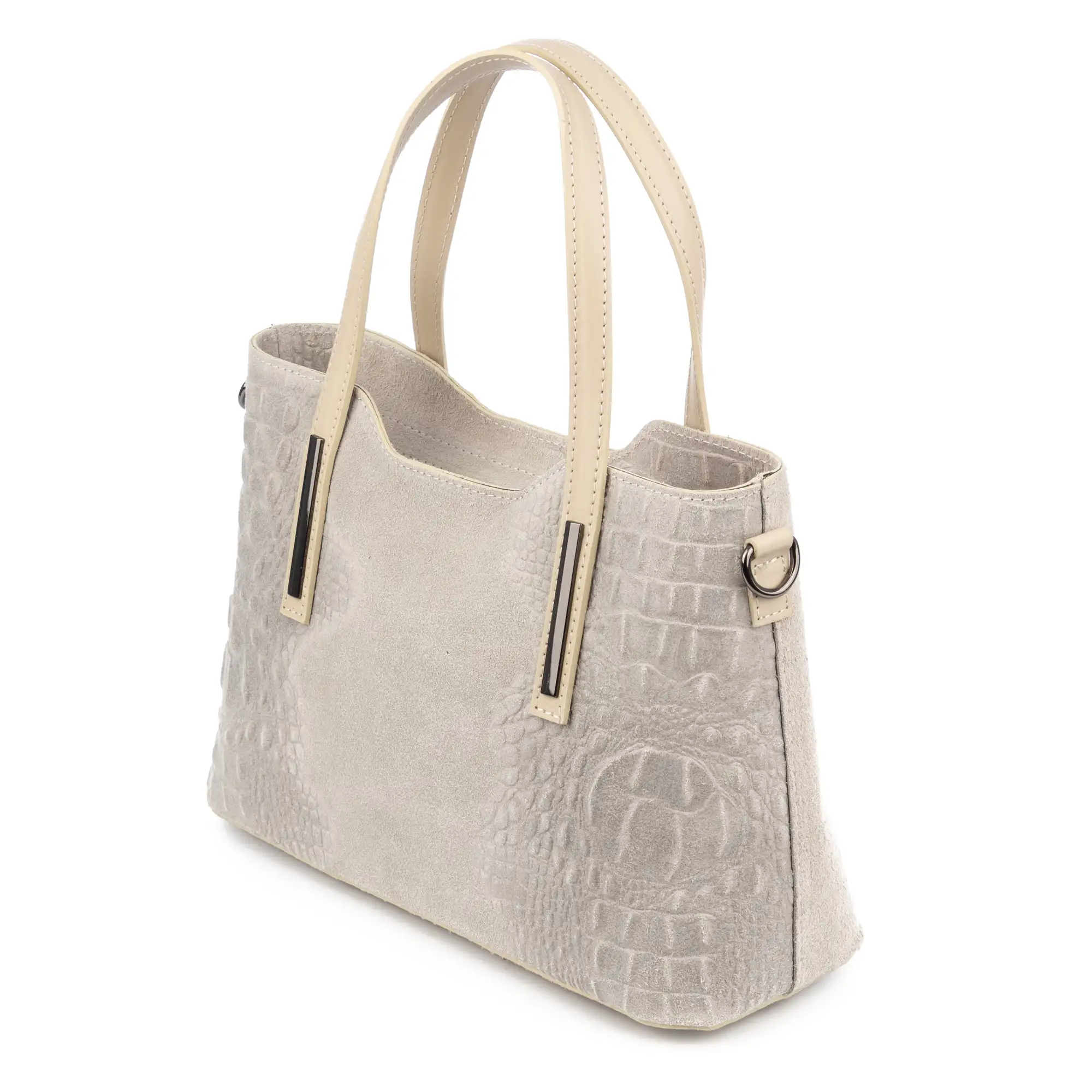 Fiesole bolso tote Mujer. Piel auténtica Gamuza Grabado Cocodrilo.