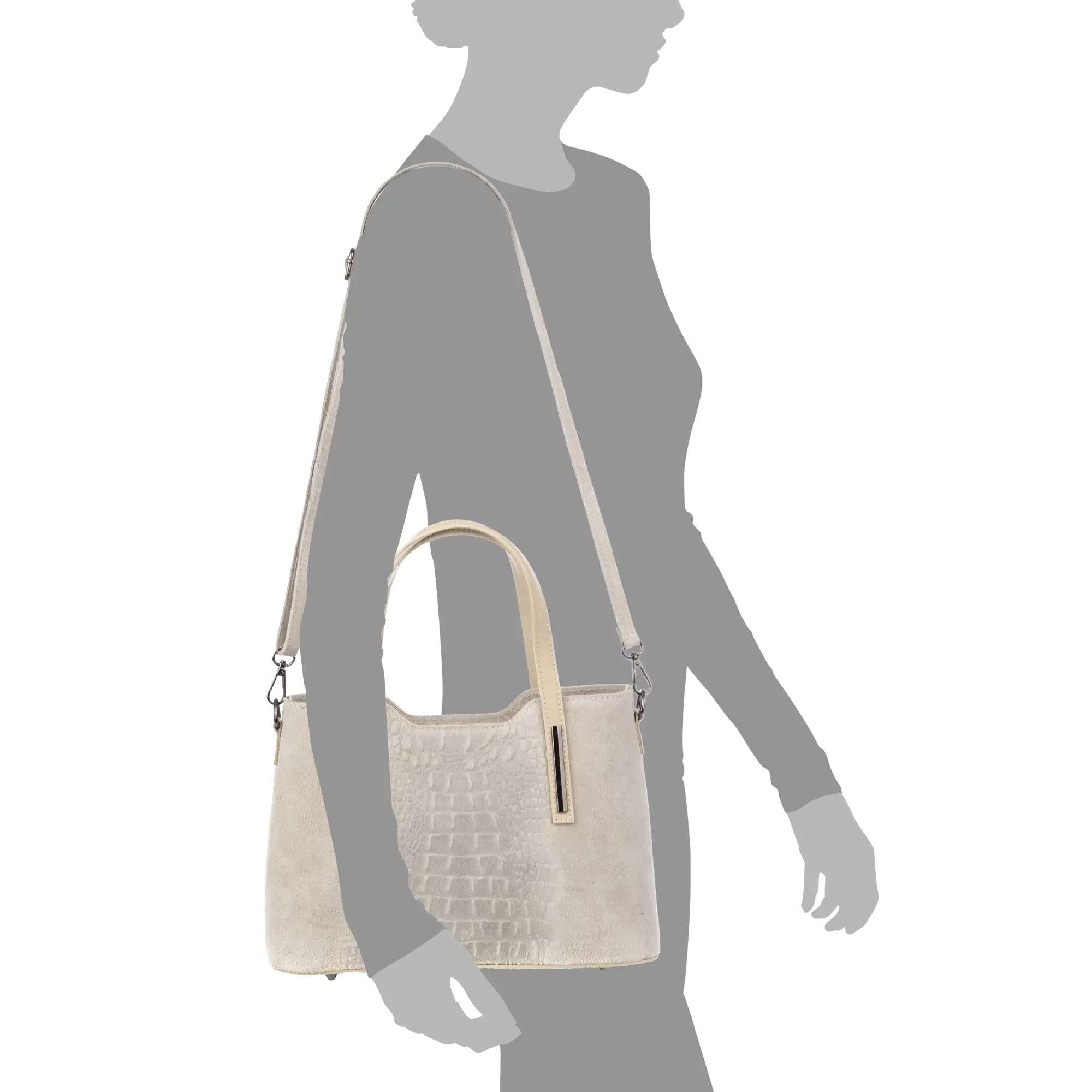Fiesole bolso tote Mujer. Piel auténtica Gamuza Grabado Cocodrilo.