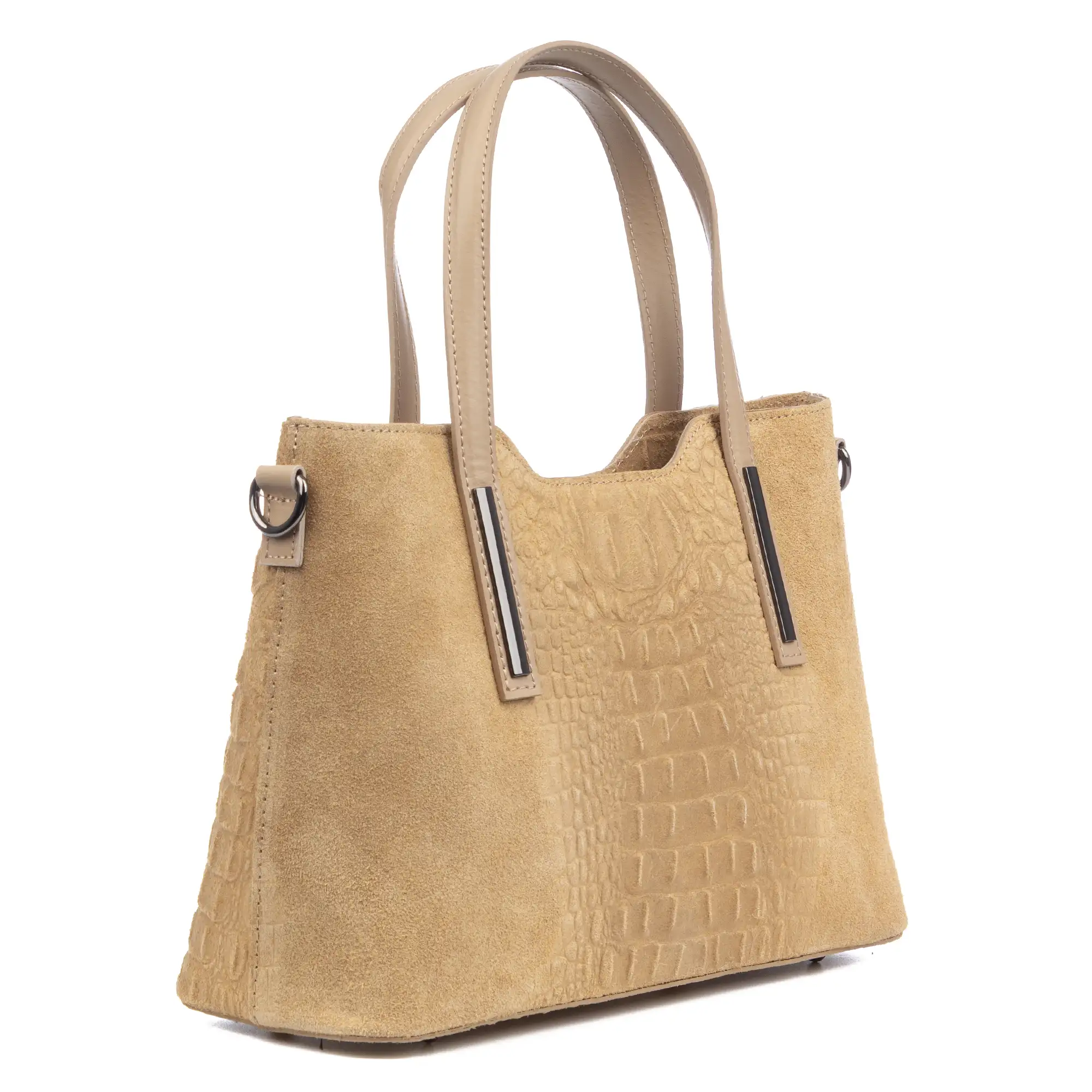 Fiesole bolso tote Mujer. Piel auténtica Gamuza Grabado Cocodrilo.