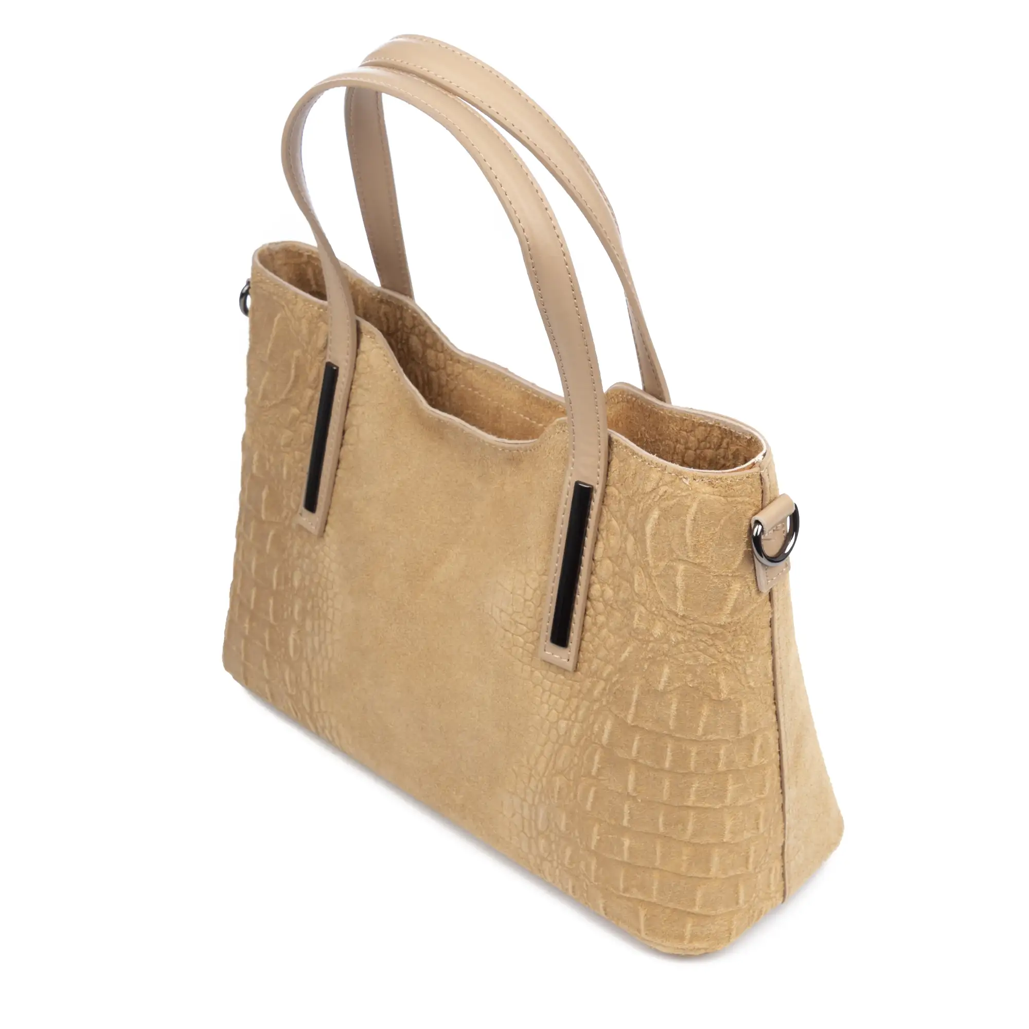 Fiesole bolso tote Mujer. Piel auténtica Gamuza Grabado Cocodrilo.