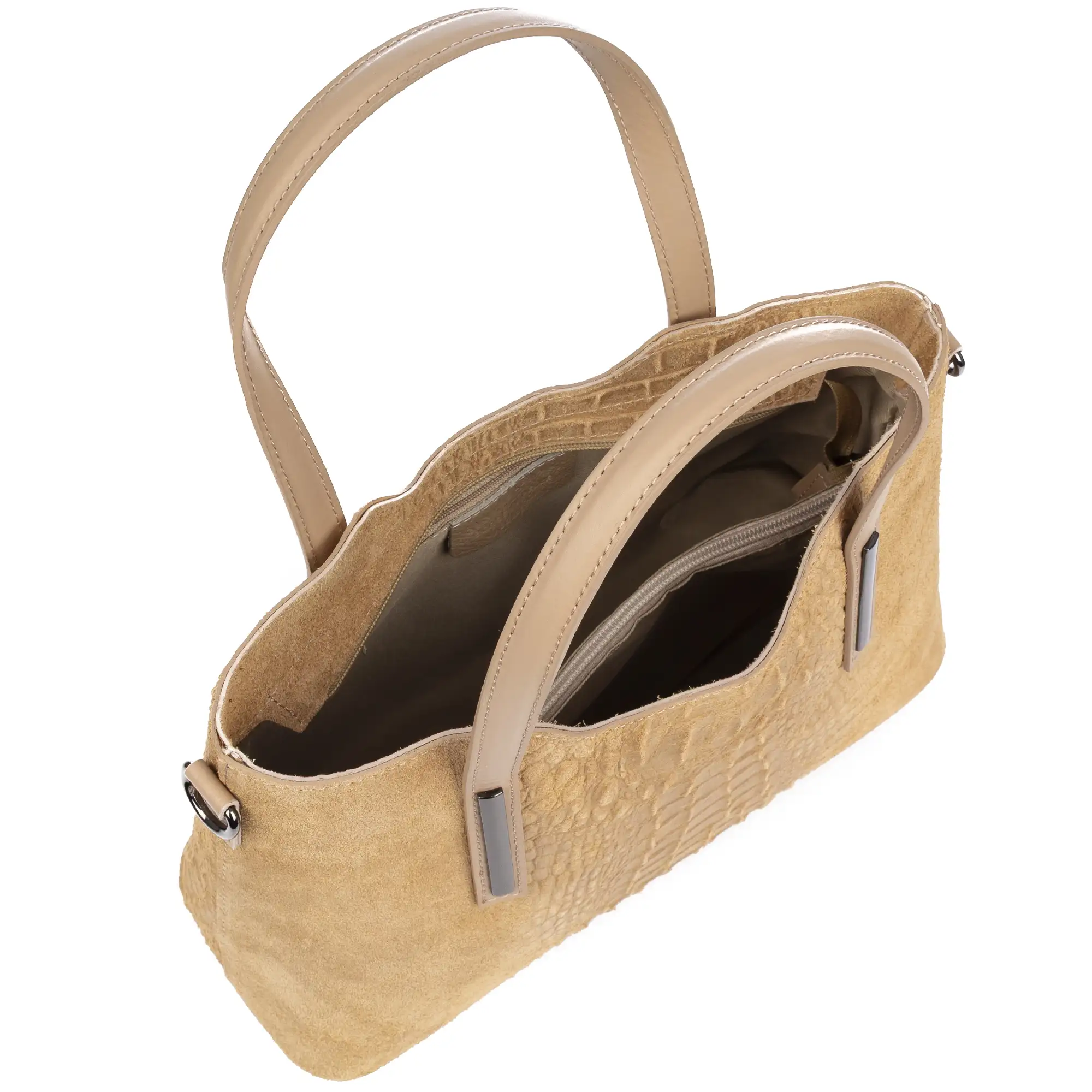 Fiesole bolso tote Mujer. Piel auténtica Gamuza Grabado Cocodrilo.