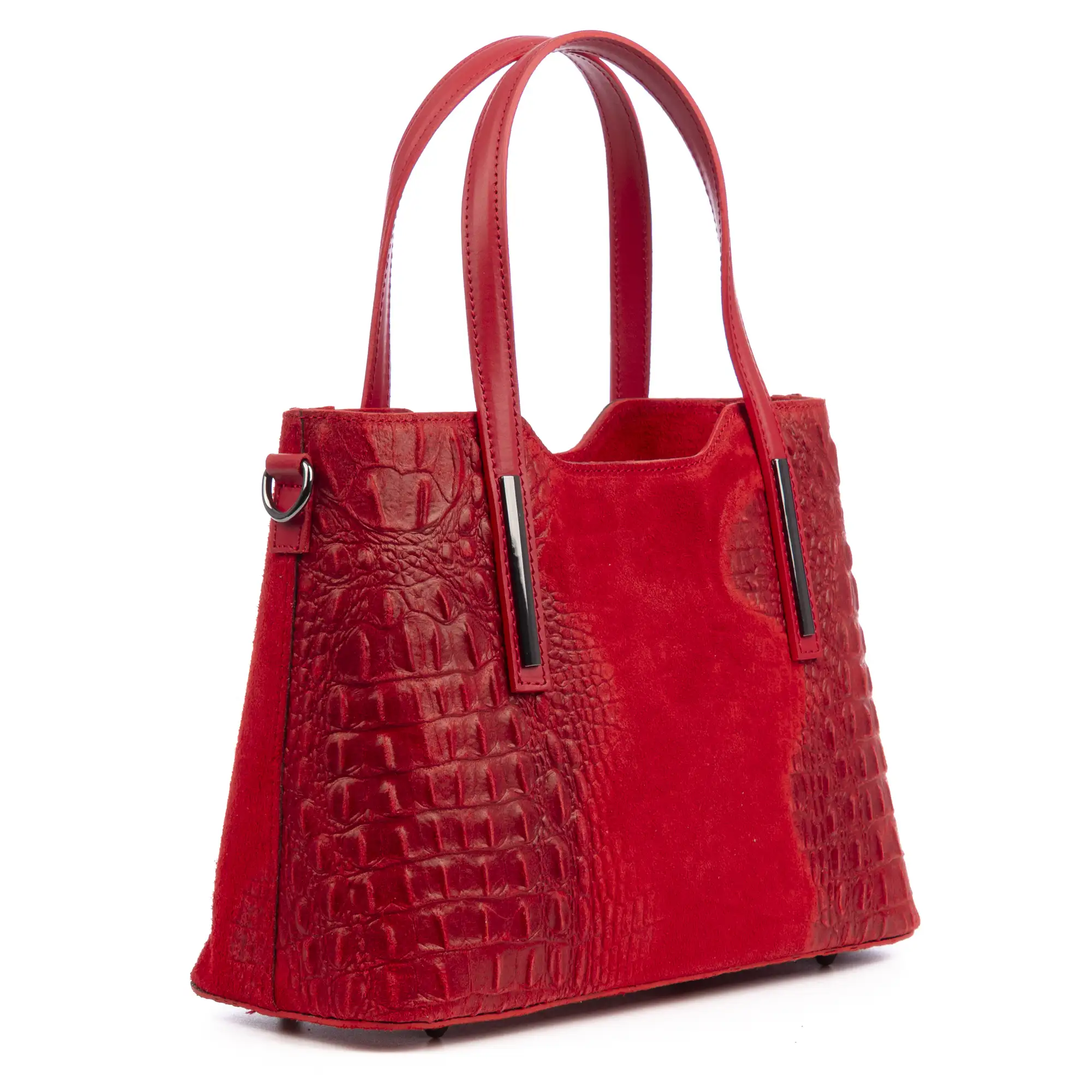 Fiesole bolso tote mujer. Piel auténtica Gamuza grabado cocodrilo.