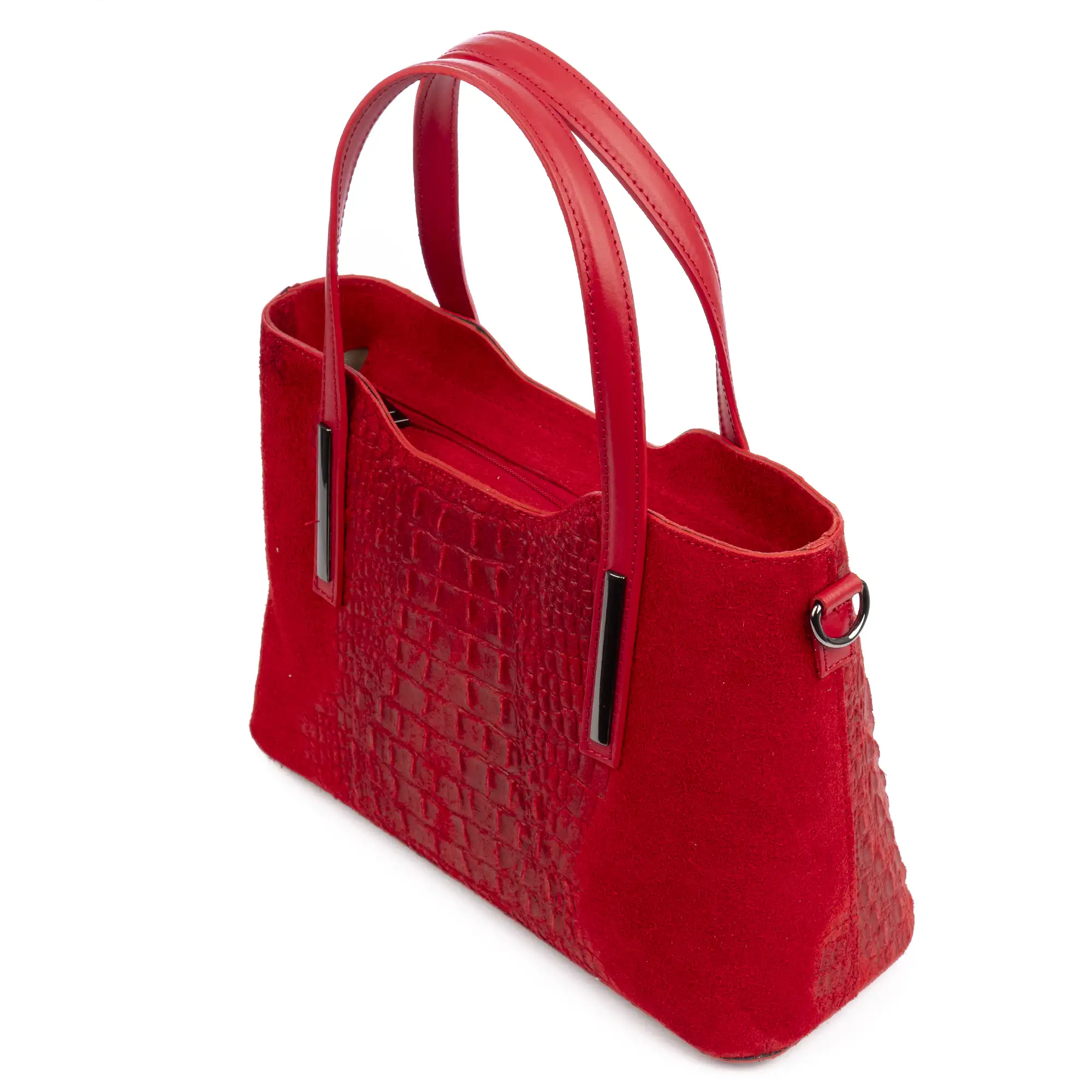 Fiesole bolso tote mujer. Piel auténtica Gamuza grabado cocodrilo.