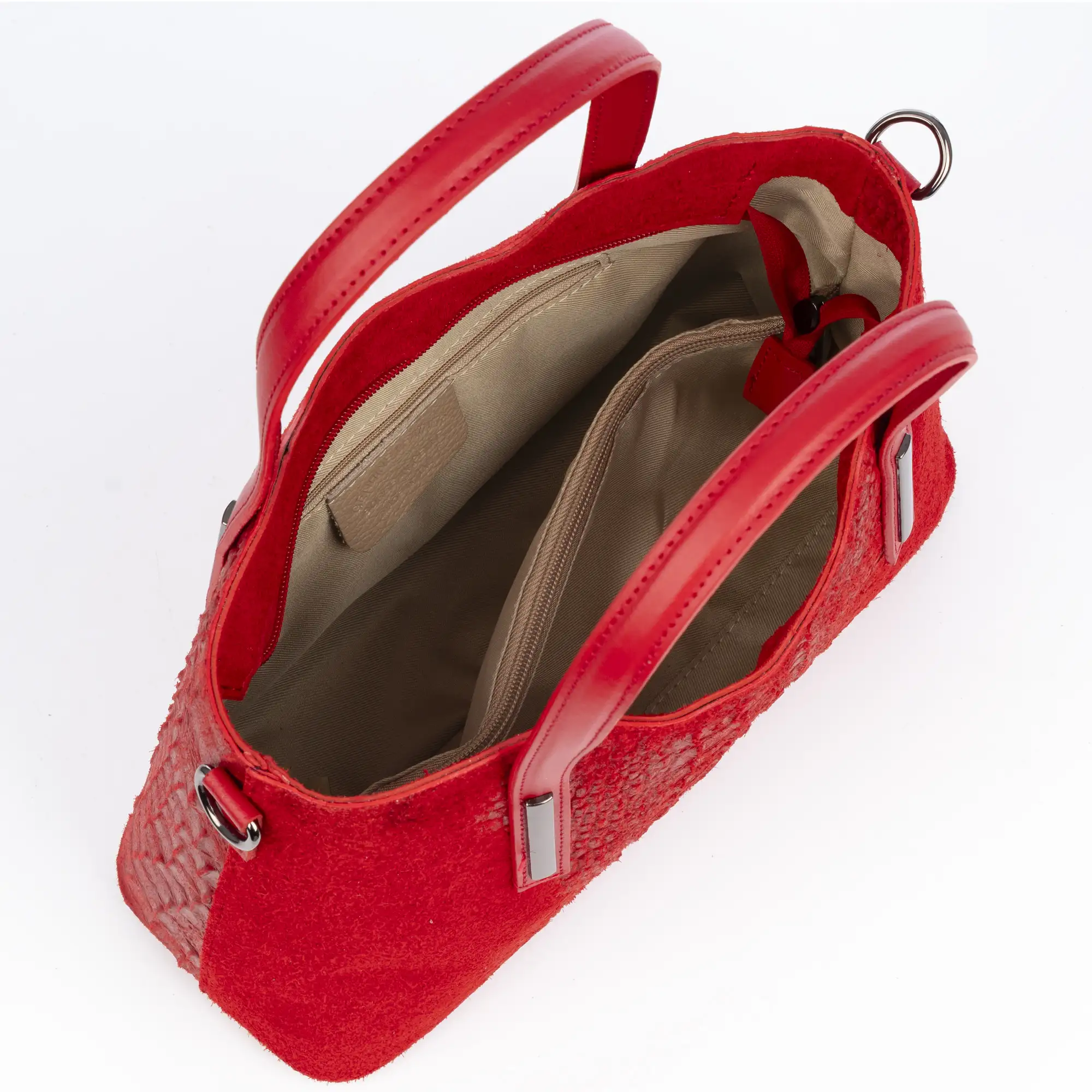 Fiesole bolso tote mujer. Piel auténtica Gamuza grabado cocodrilo.