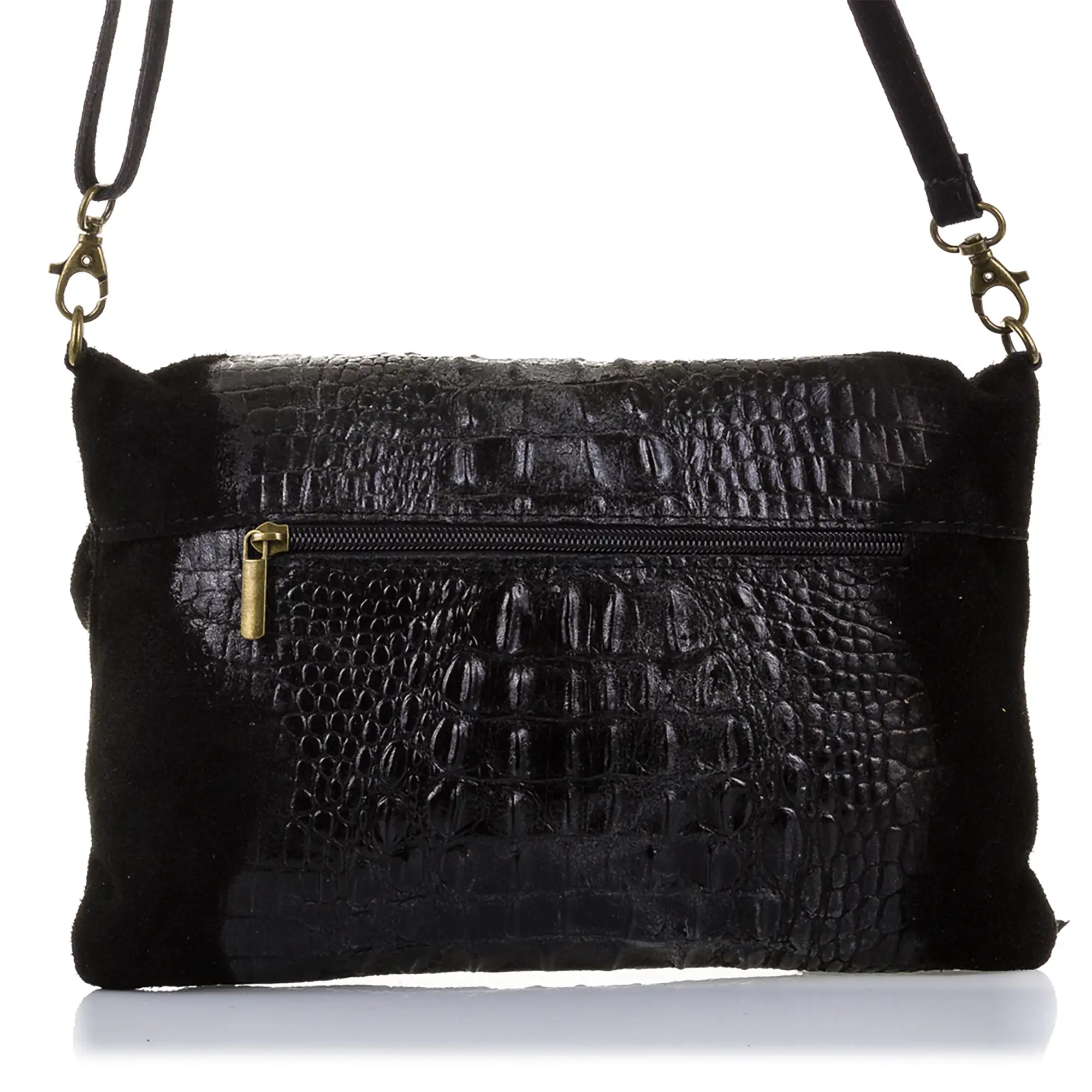 Mantova Bolso bandolera Mujer.Piel auténtica Gamuza Grabado Cocodrilo 