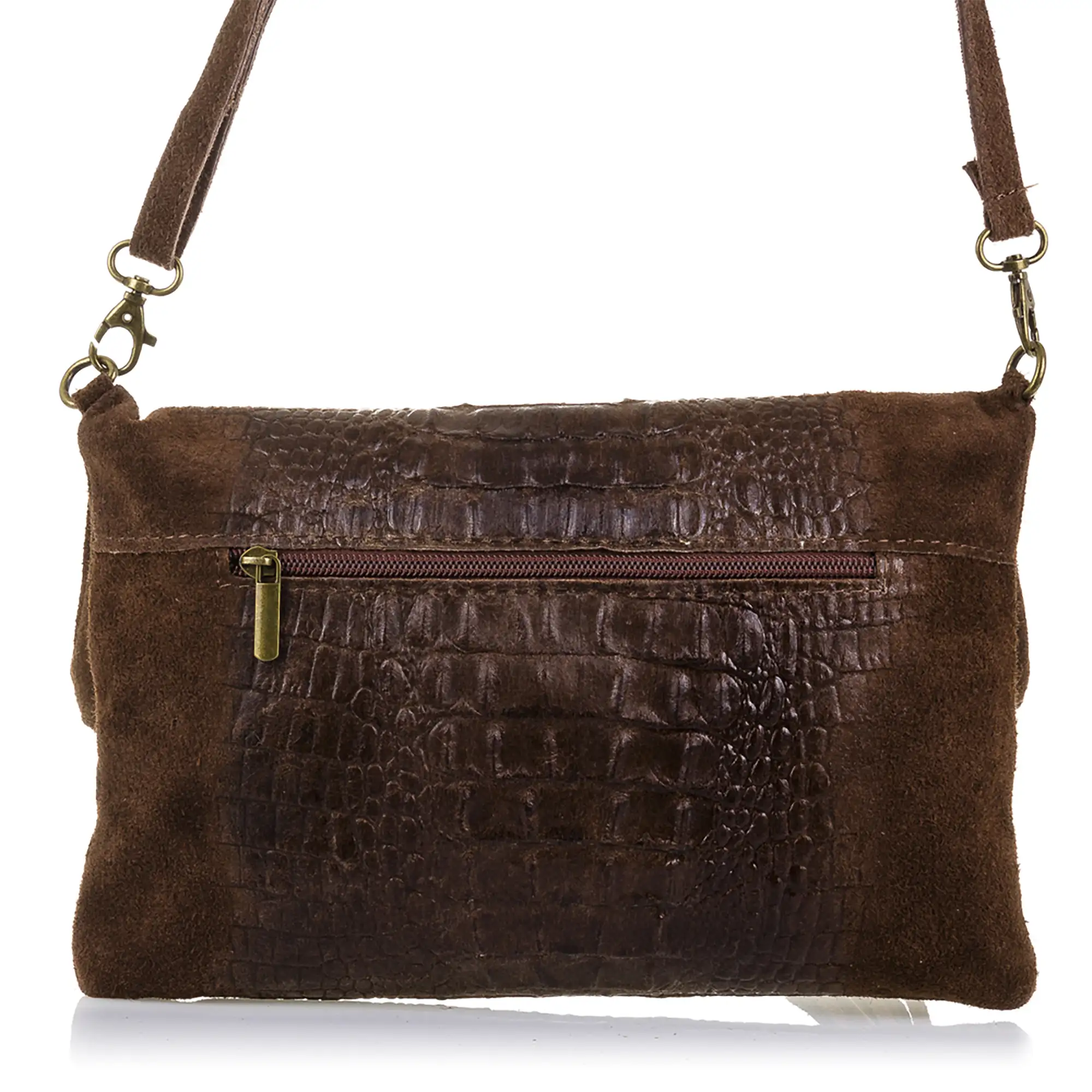 Mantova Bolso bandolera Mujer.Piel auténtica Gamuza Grabado Cocodrilo 