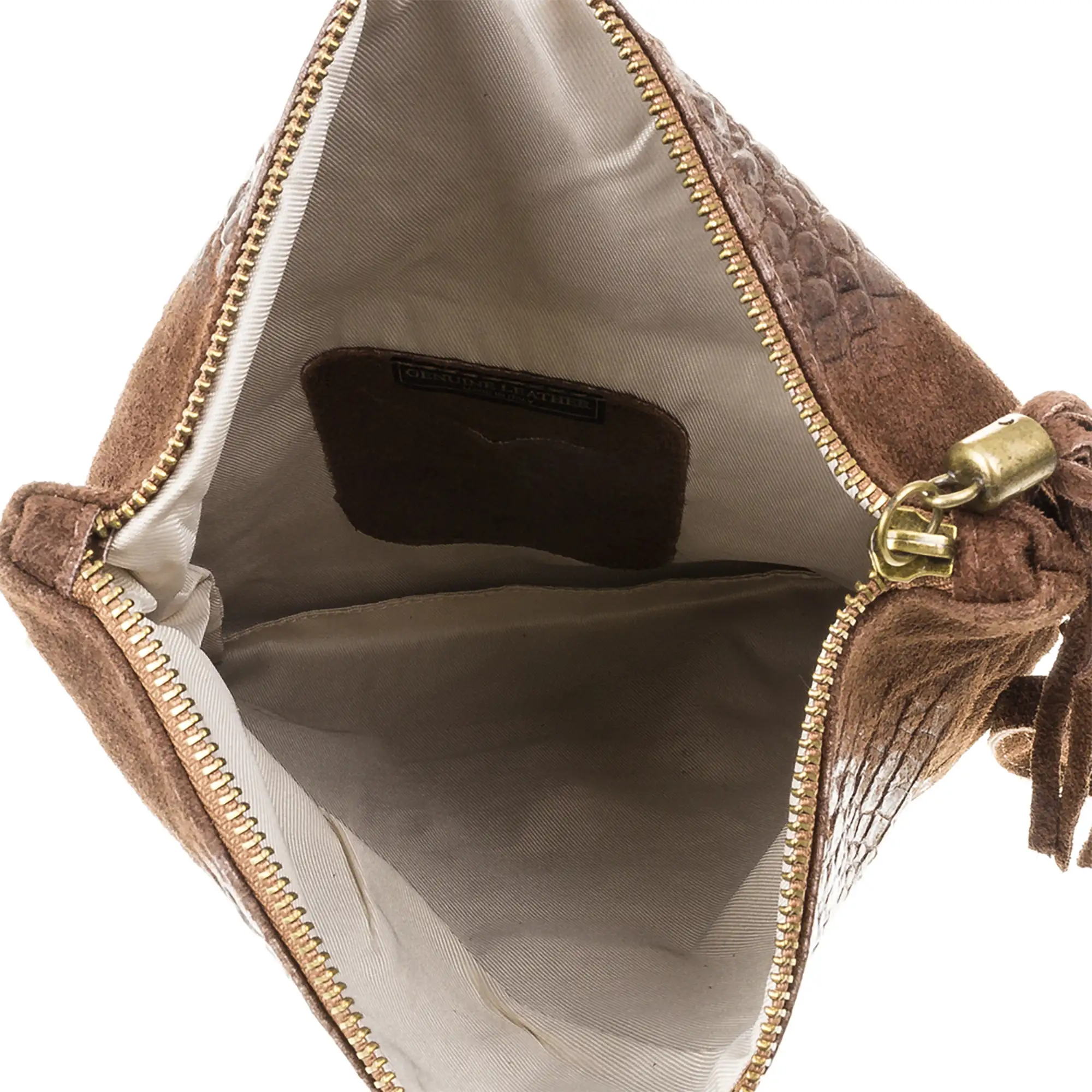 Mantova Bolso bandolera Mujer.Piel auténtica Gamuza Grabado Cocodrilo 