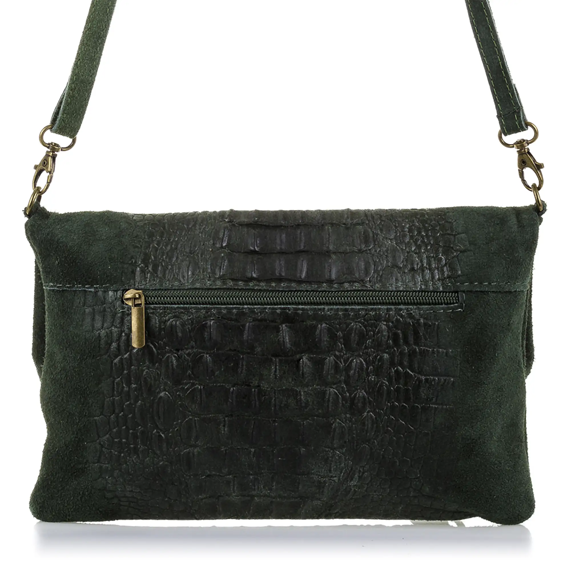 Mantova Bolso bandolera Mujer.Piel auténtica Gamuza Grabado Cocodrilo 