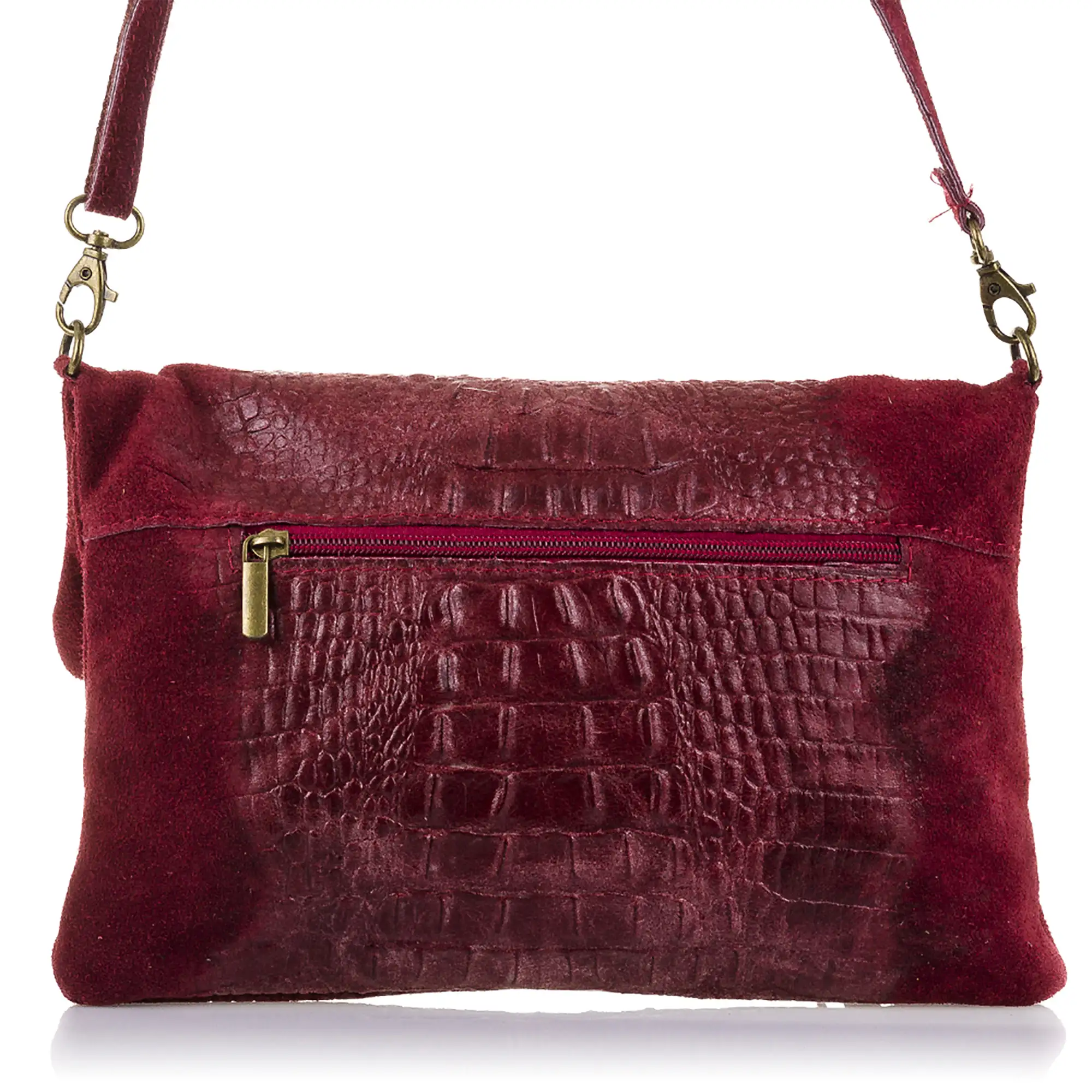 Mantova Bolso bandolera Mujer.Piel auténtica Gamuza Grabado Cocodrilo 
