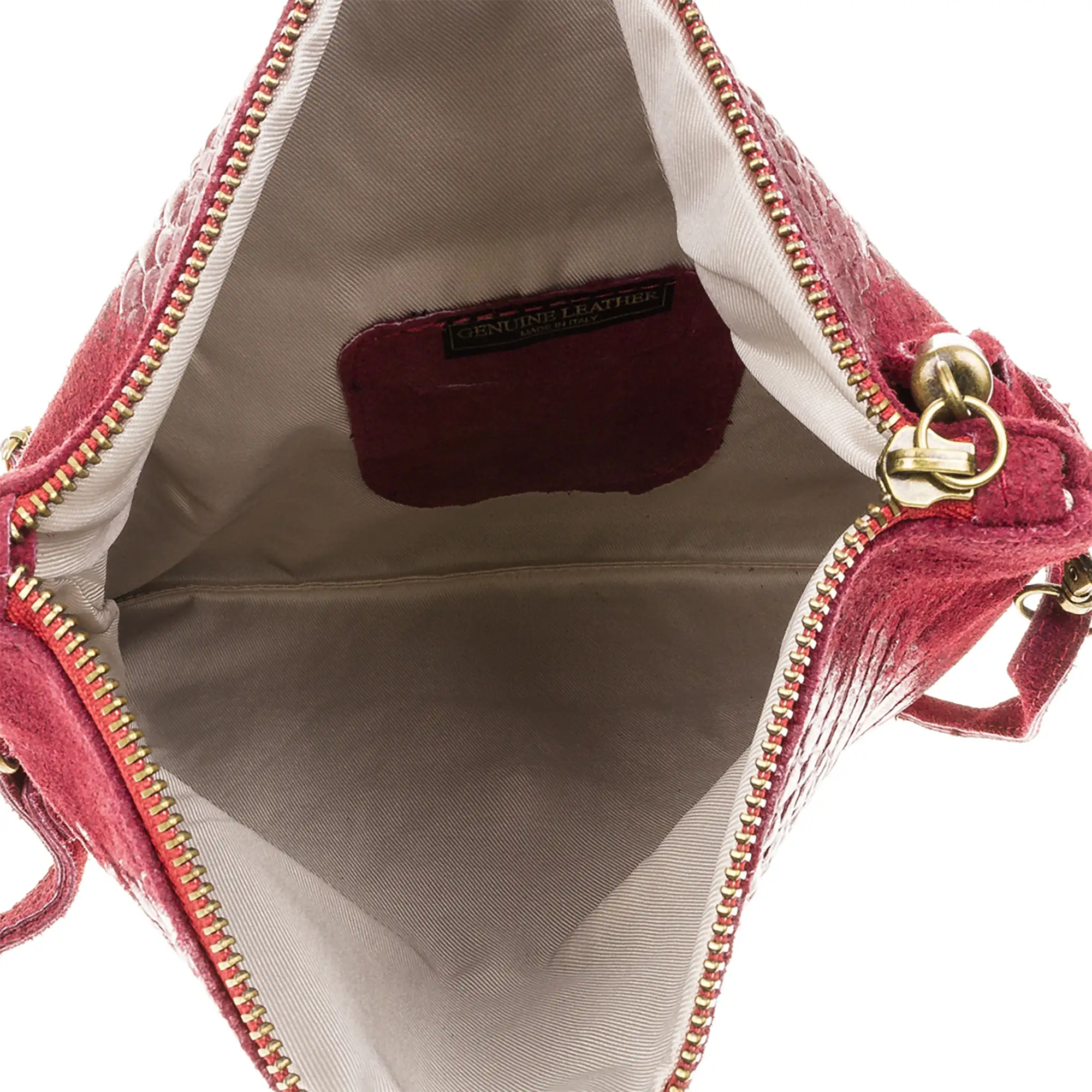Mantova Bolso bandolera Mujer.Piel auténtica Gamuza Grabado Cocodrilo 
