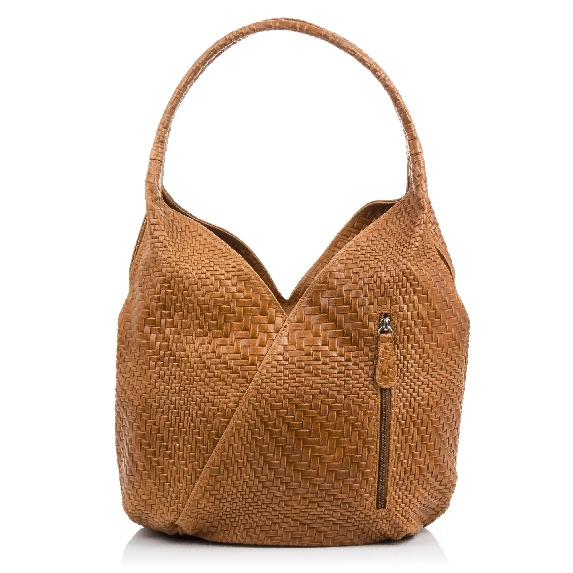 Jesi Bolso de hombro Mujer.Piel auténtica Gamuza Grabado Entrelazado 