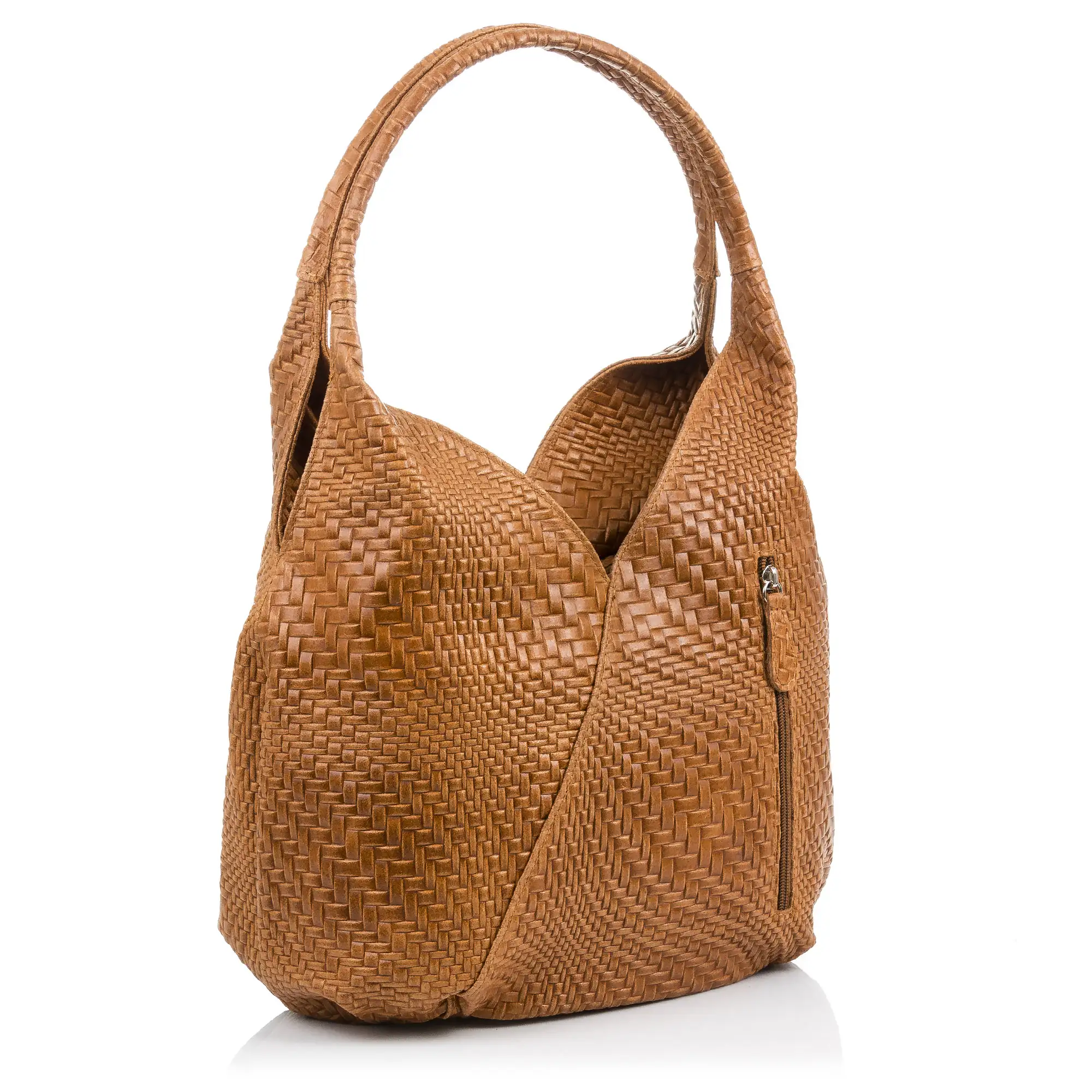 Jesi Bolso de hombro Mujer.Piel auténtica Gamuza Grabado Entrelazado 