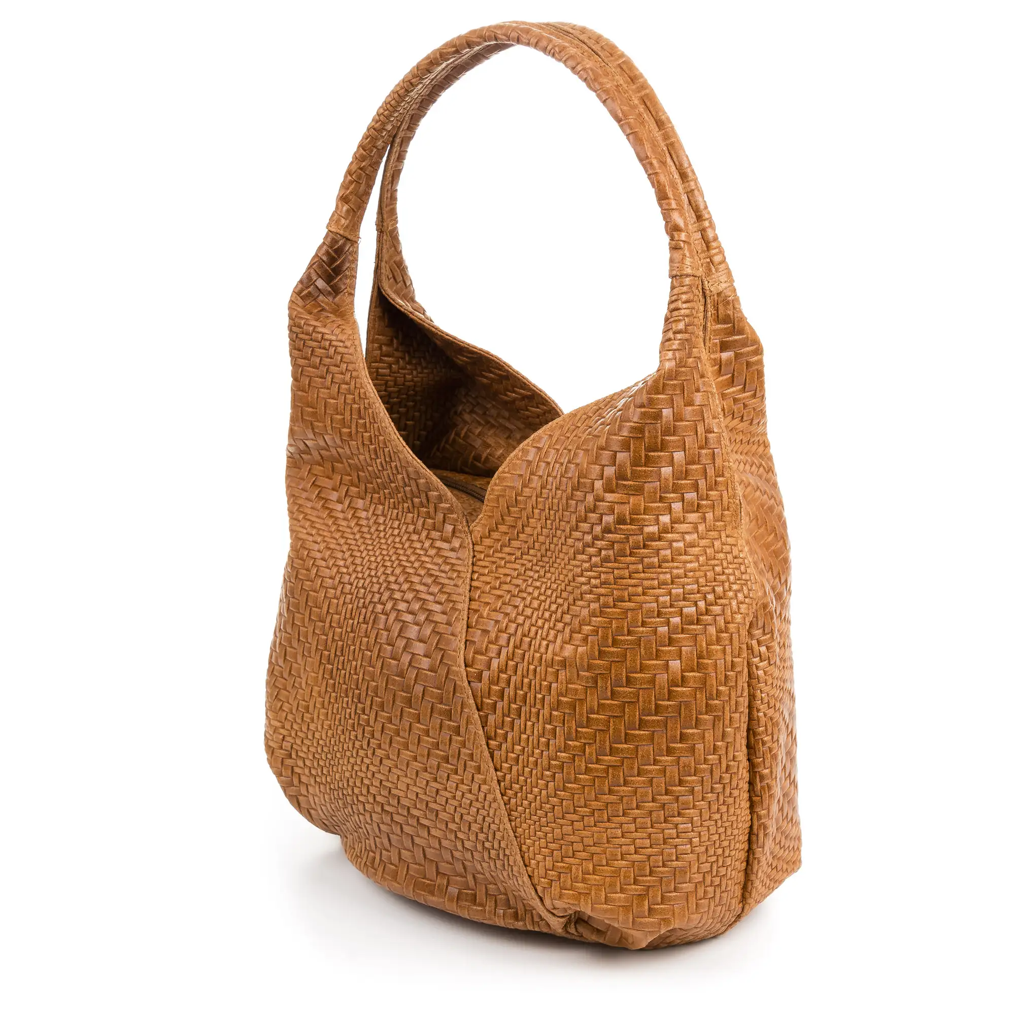 Jesi Bolso de hombro Mujer.Piel auténtica Gamuza Grabado Entrelazado 