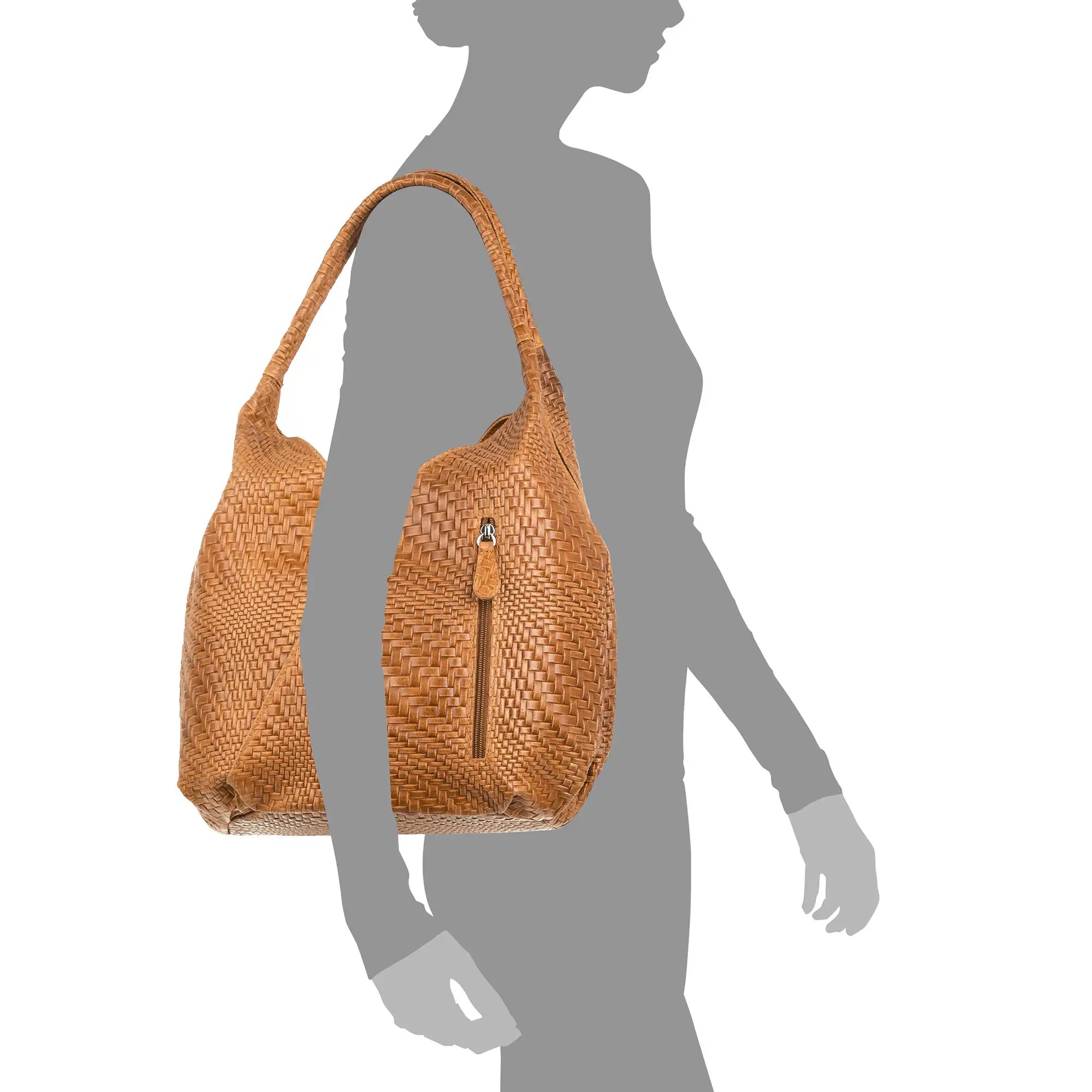 Jesi Bolso de hombro Mujer.Piel auténtica Gamuza Grabado Entrelazado 
