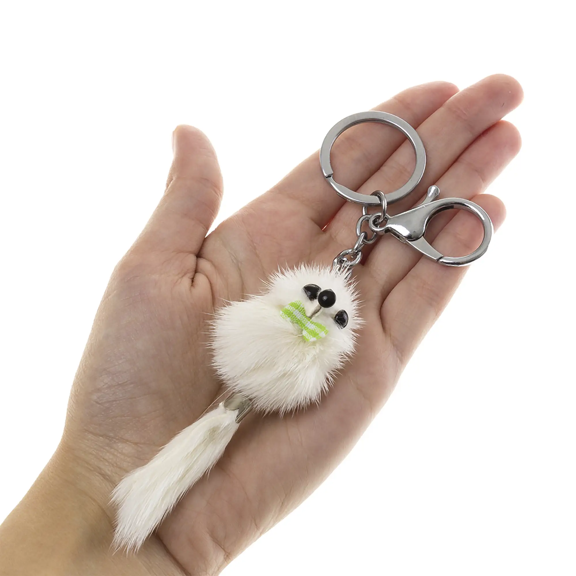 Sassuolo Llavero Mujer.Piel auténtica Piel Conejo Rex  