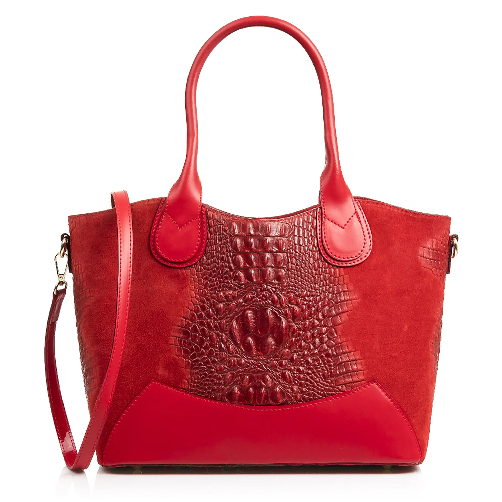 Vercurago Bolso tote Mujer.Piel auténtica Gamuza Grabado Cocodrilo Ruga 
