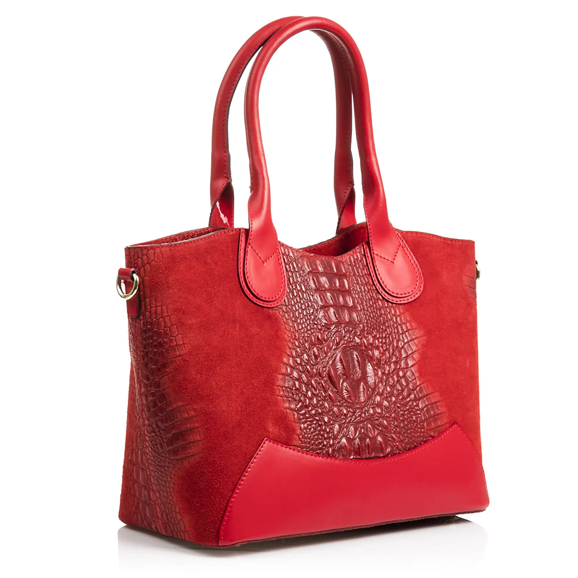 Vercurago Bolso tote Mujer.Piel auténtica Gamuza Grabado Cocodrilo Ruga 