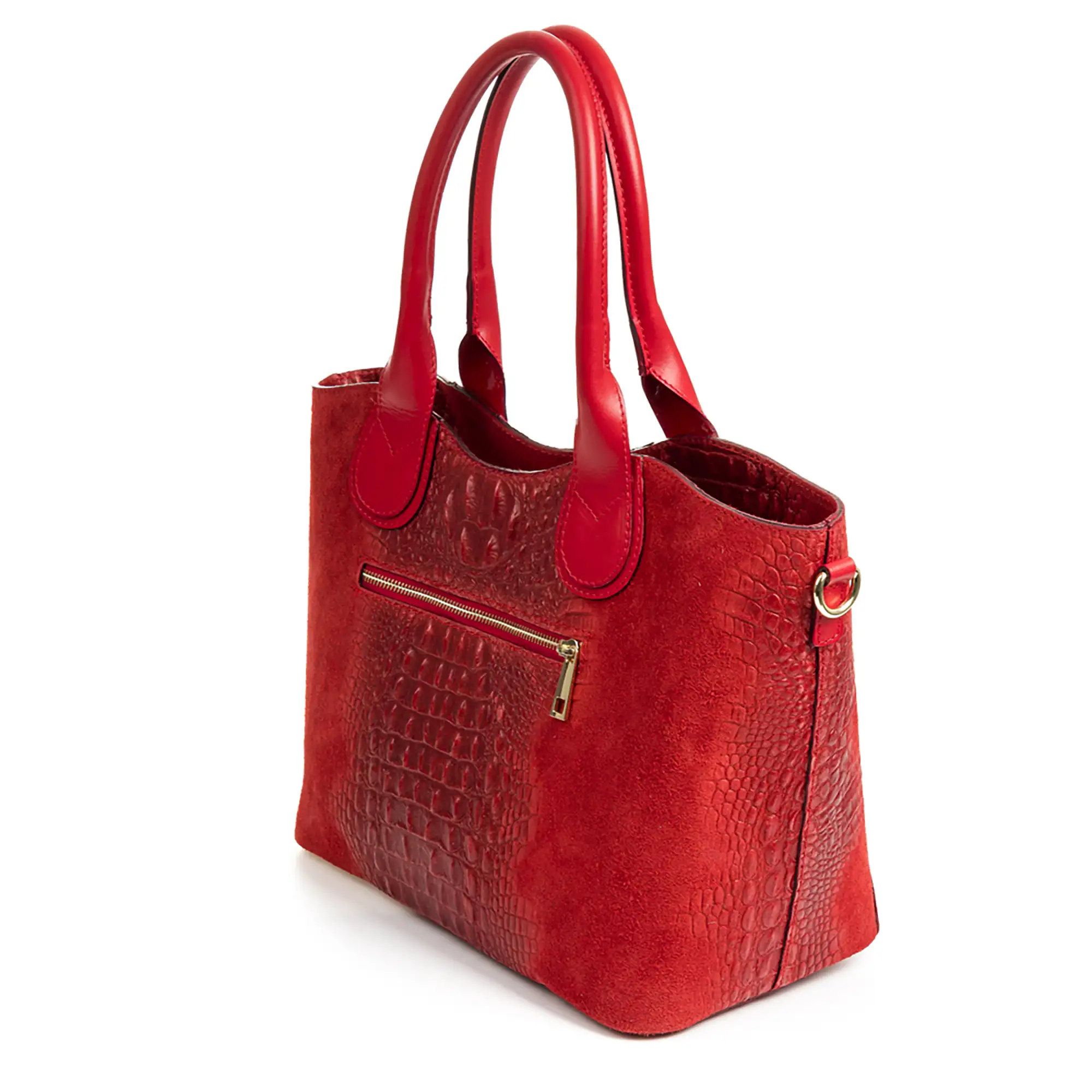 Vercurago Bolso tote Mujer.Piel auténtica Gamuza Grabado Cocodrilo Ruga 