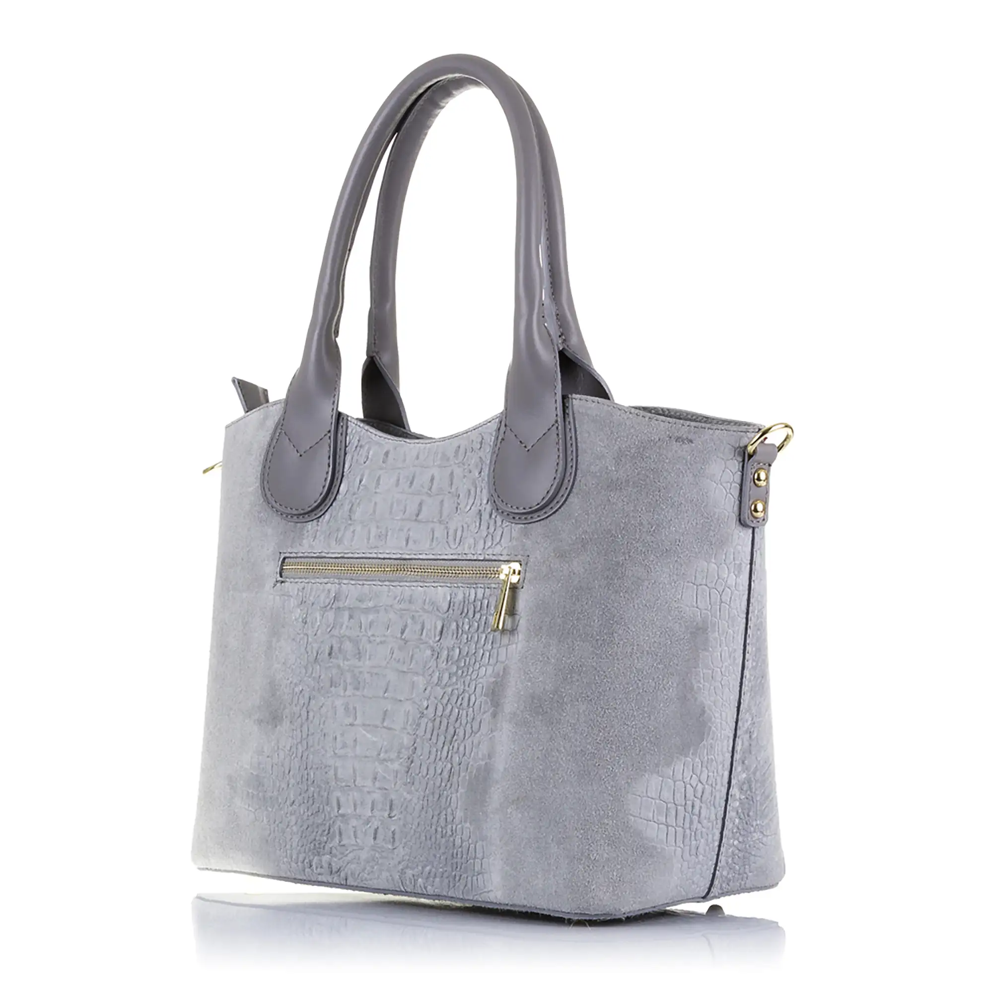 Vercurago Bolso tote Mujer.Piel auténtica Gamuza Grabado Cocodrilo Ruga 