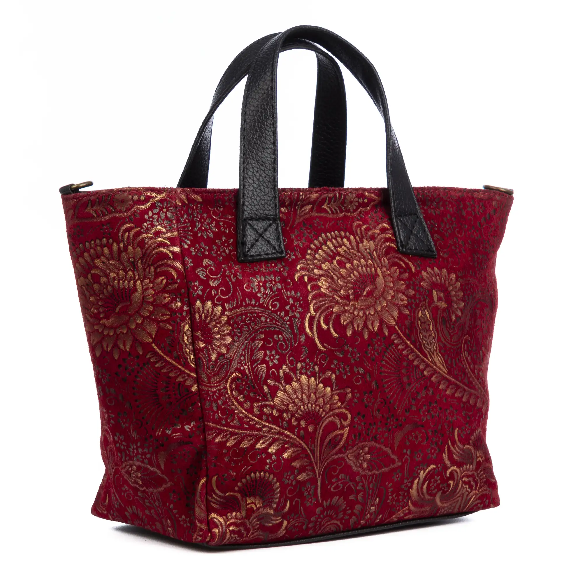 Cassandra bolso tote mujer. Piel auténtica Gamuza estampado arabesco.