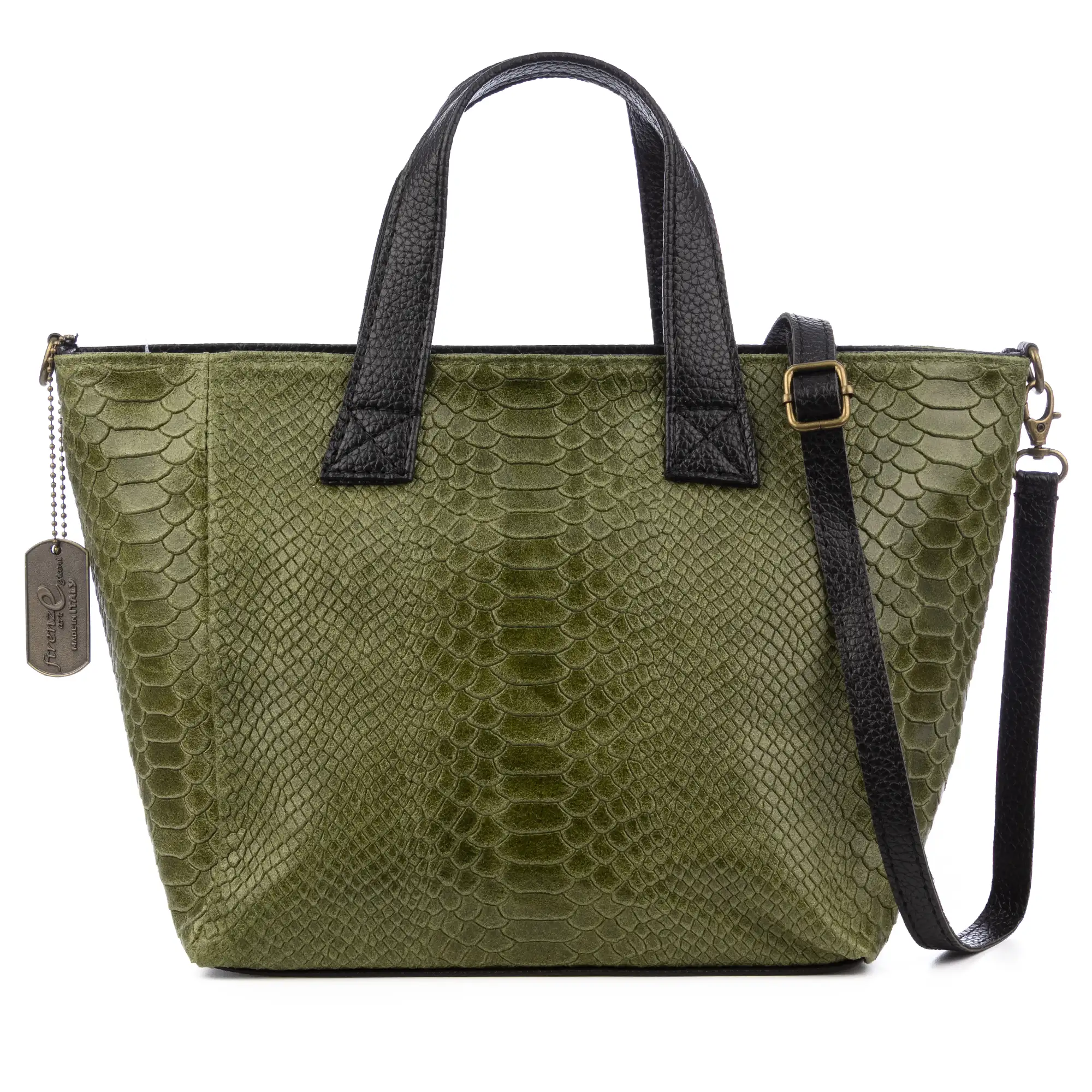 Cassandra bolso tote mujer. Piel auténtica Gamuza grabado serpiente.