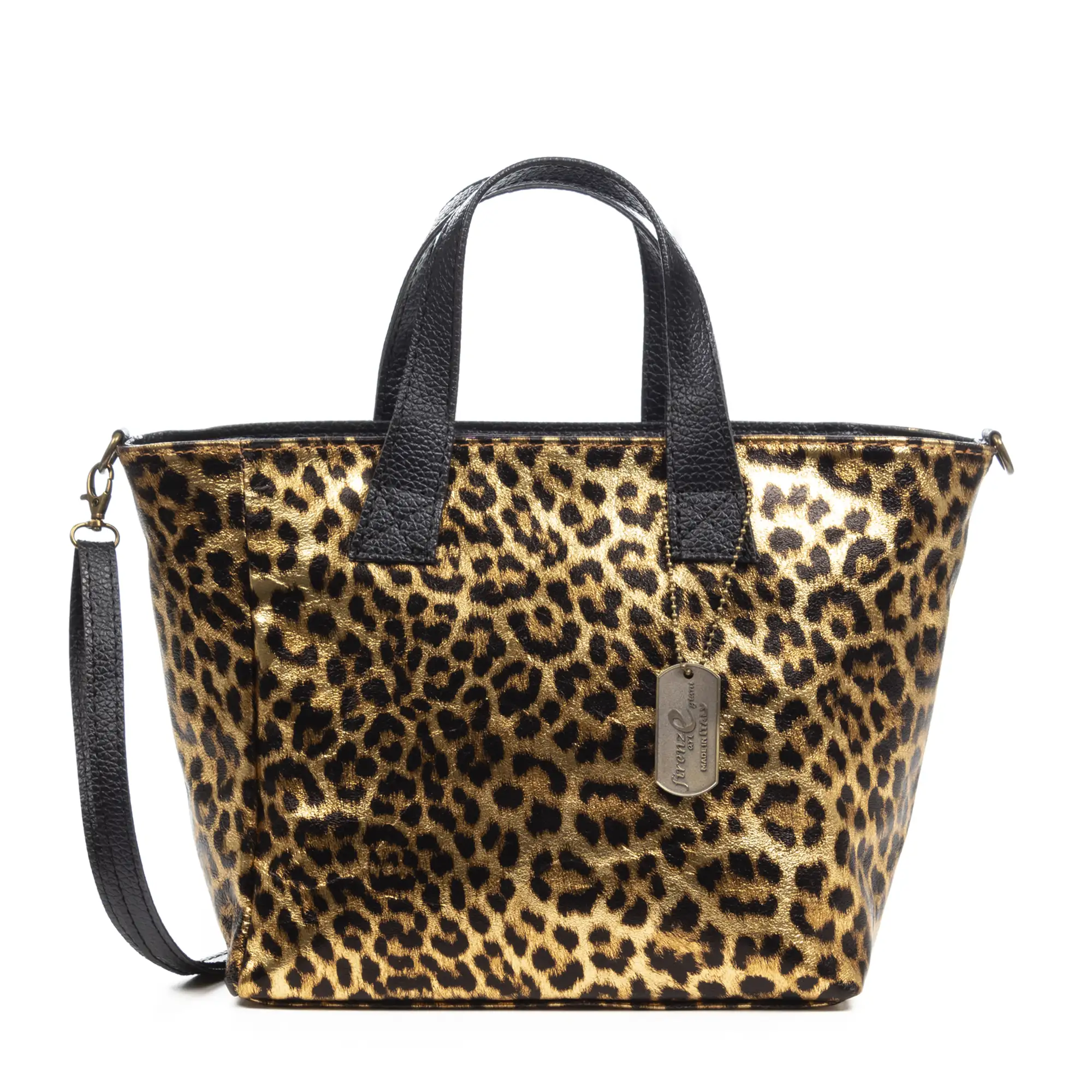 Cassandra bolso tote mujer. Piel auténtica Gamuza, animal print leopardo, lacado brillante.