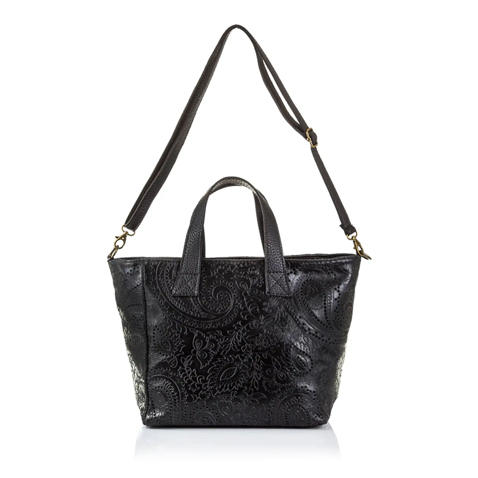 Cassandra Bolso tote Mujer.Piel auténtica Gamuza Grabado Arabesco 