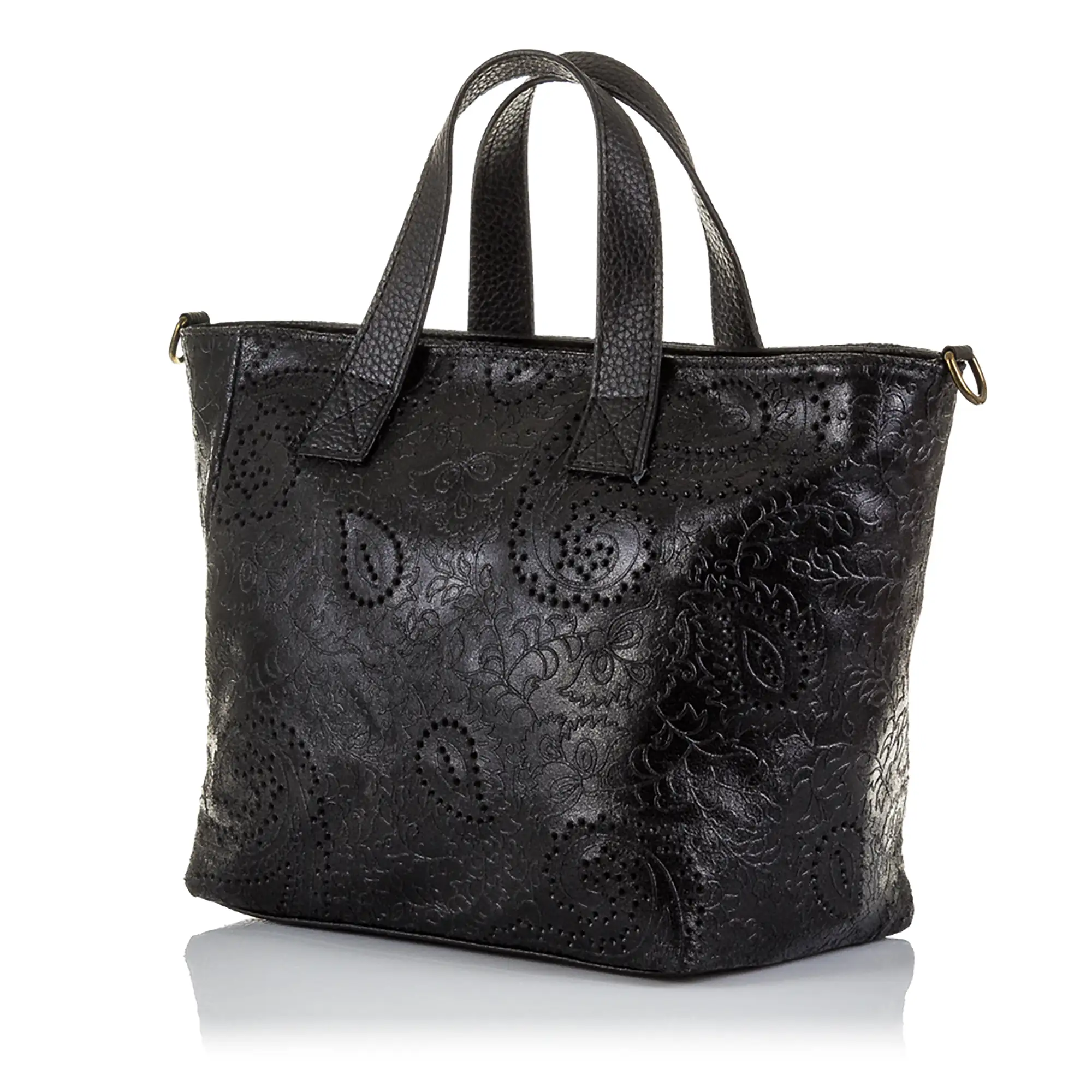 Cassandra Bolso tote Mujer.Piel auténtica Gamuza Grabado Arabesco 