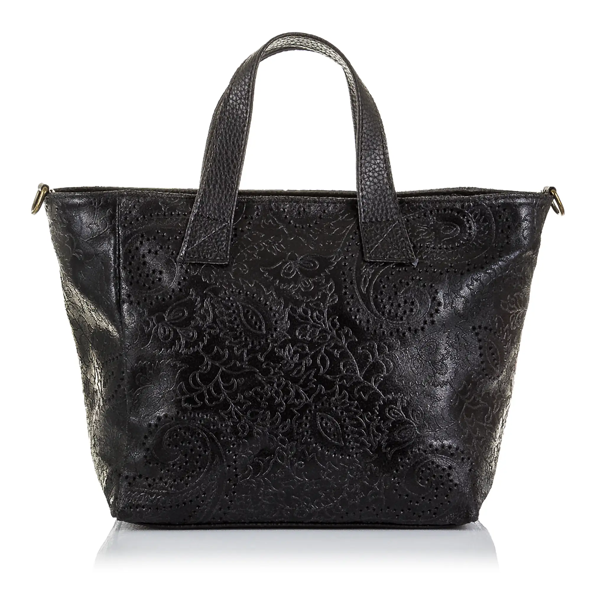 Cassandra Bolso tote Mujer.Piel auténtica Gamuza Grabado Arabesco 