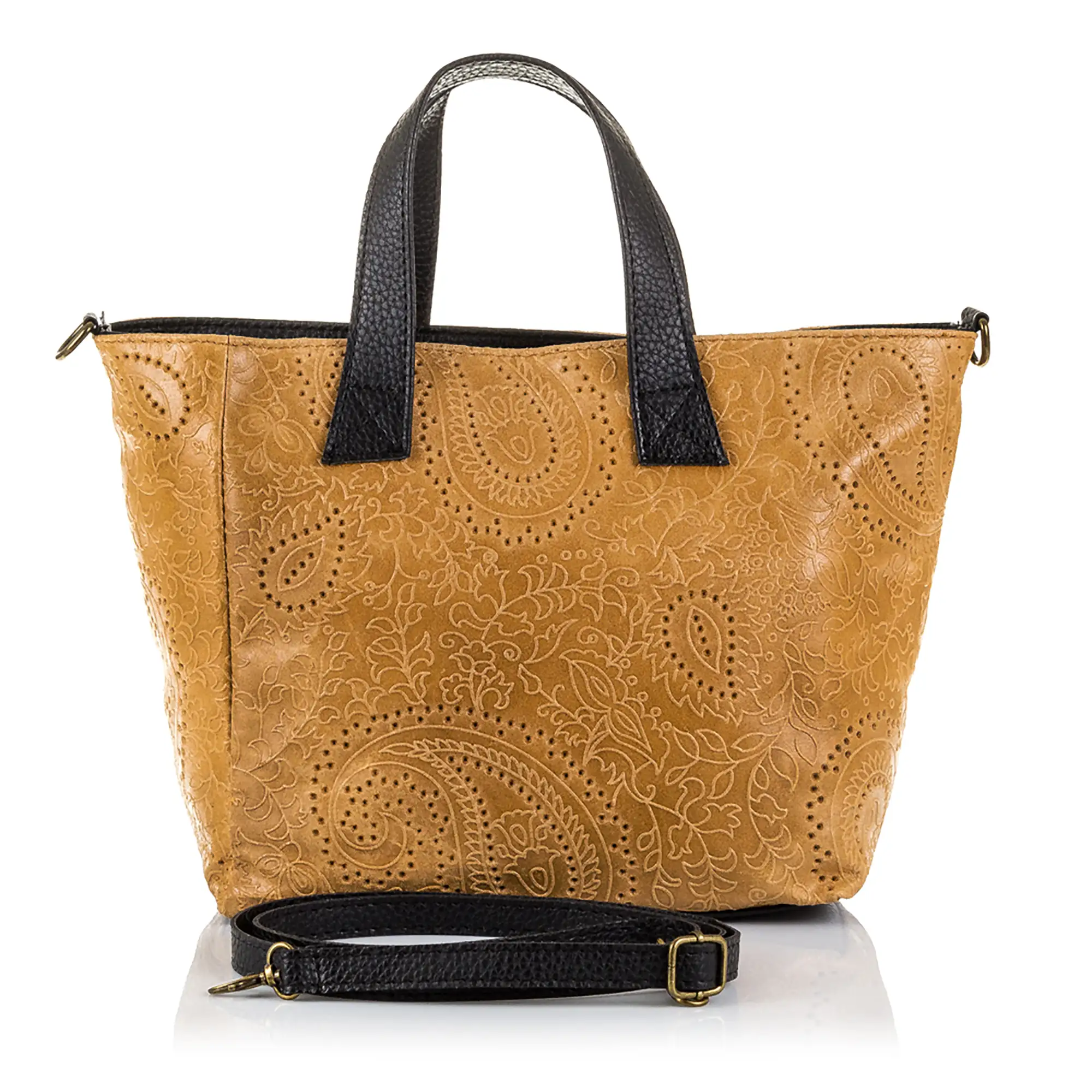 Cassandra Bolso tote Mujer.Piel auténtica Gamuza Grabado Arabesco 