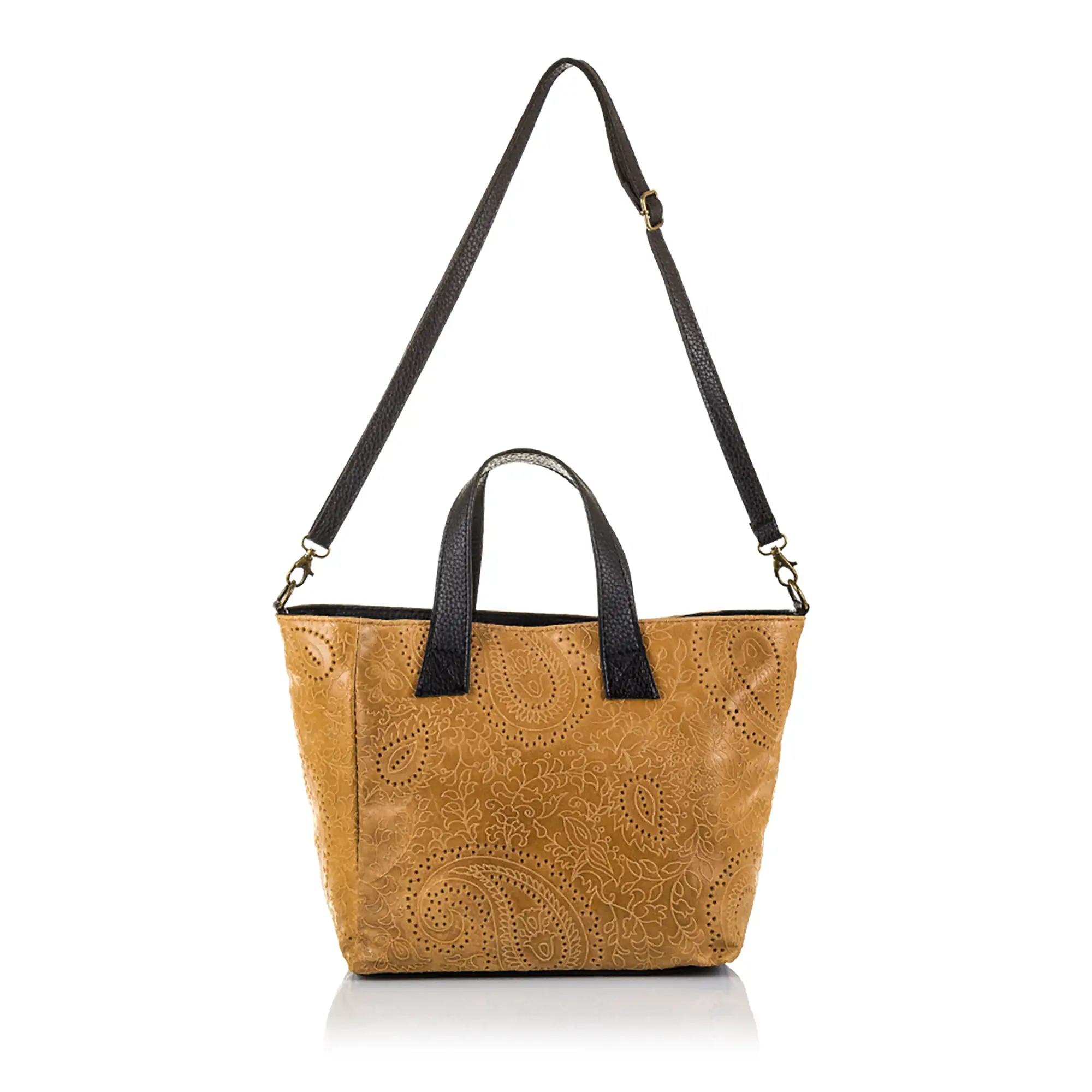 Cassandra Bolso tote Mujer.Piel auténtica Gamuza Grabado Arabesco 