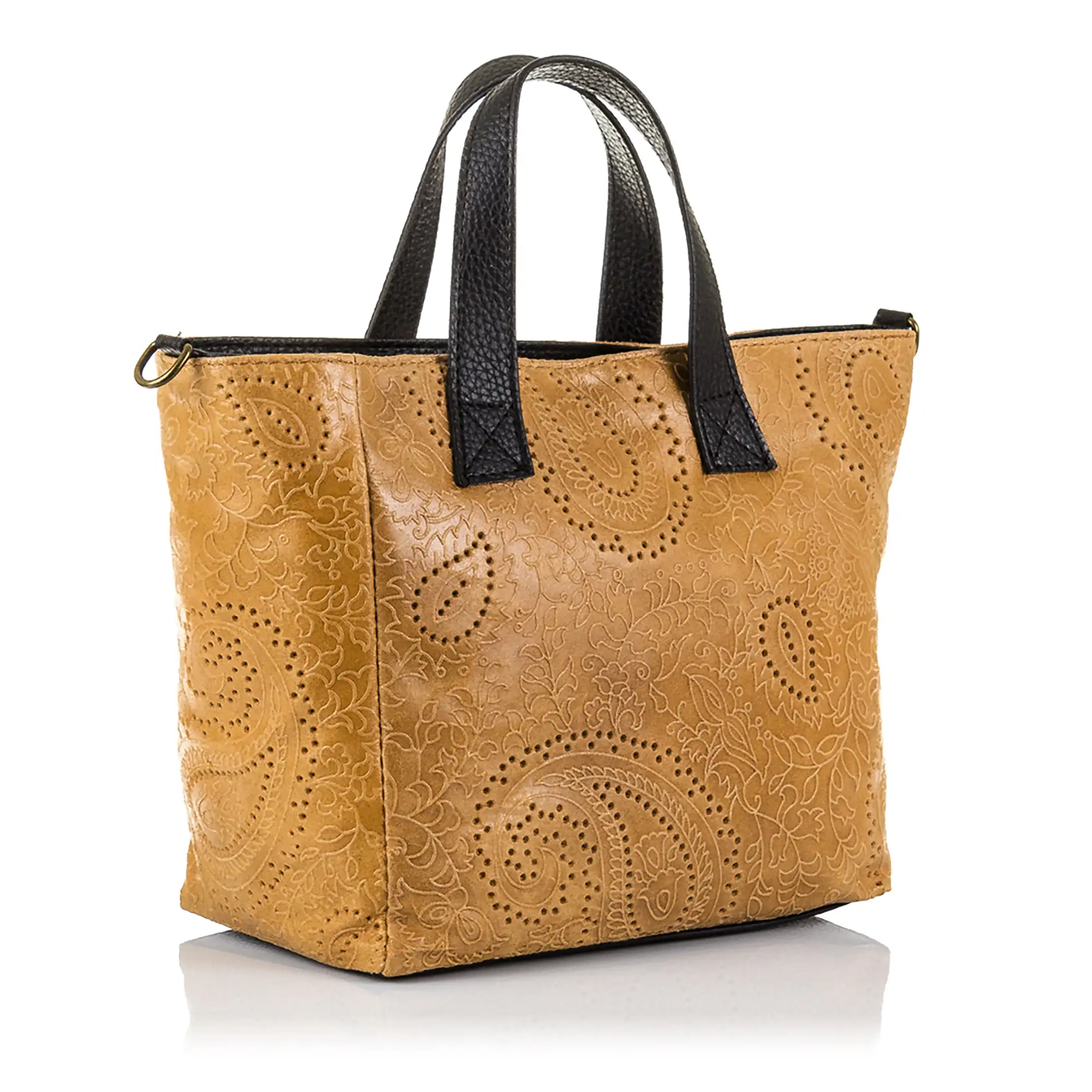 Cassandra Bolso tote Mujer.Piel auténtica Gamuza Grabado Arabesco 