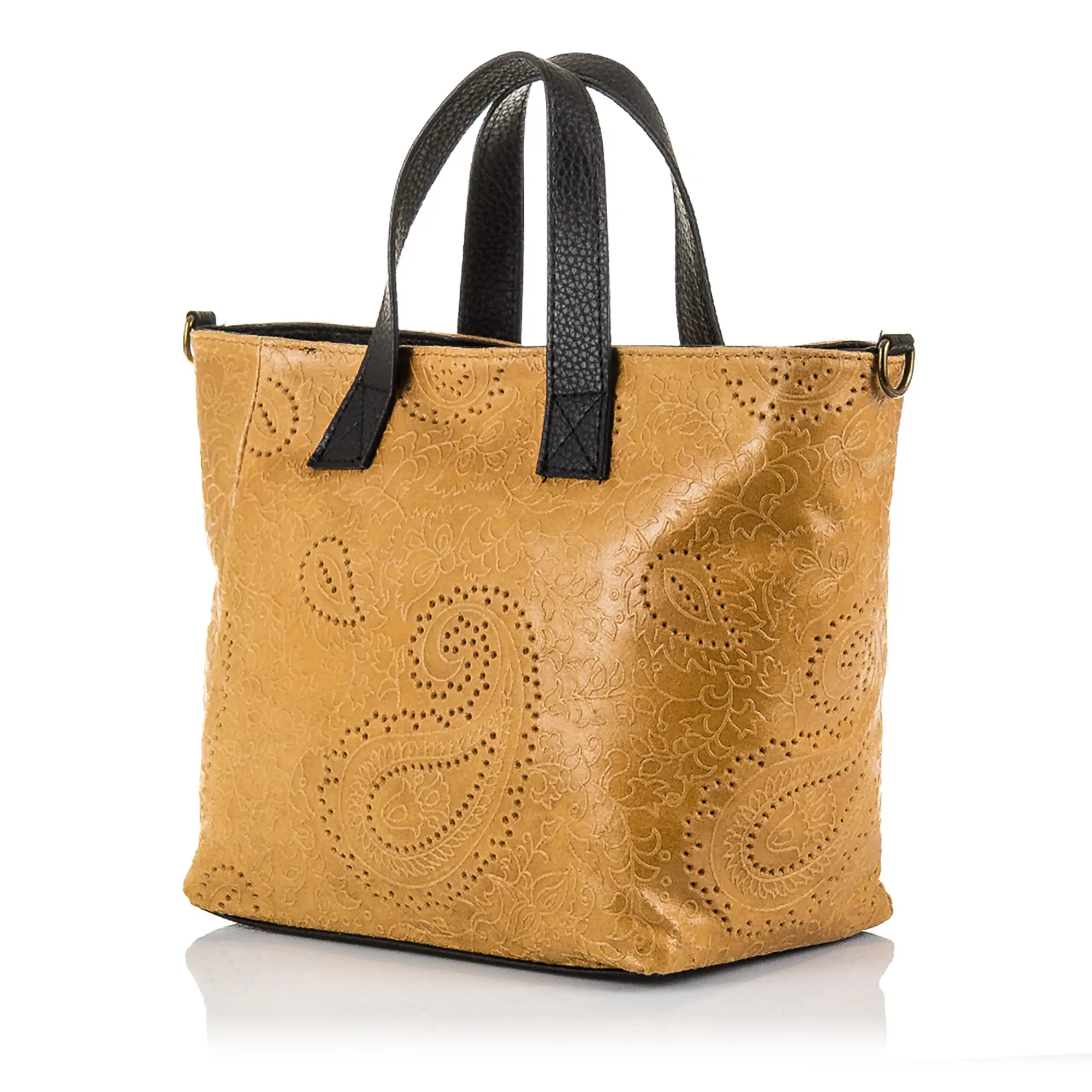 Cassandra Bolso tote Mujer.Piel auténtica Gamuza Grabado Arabesco 