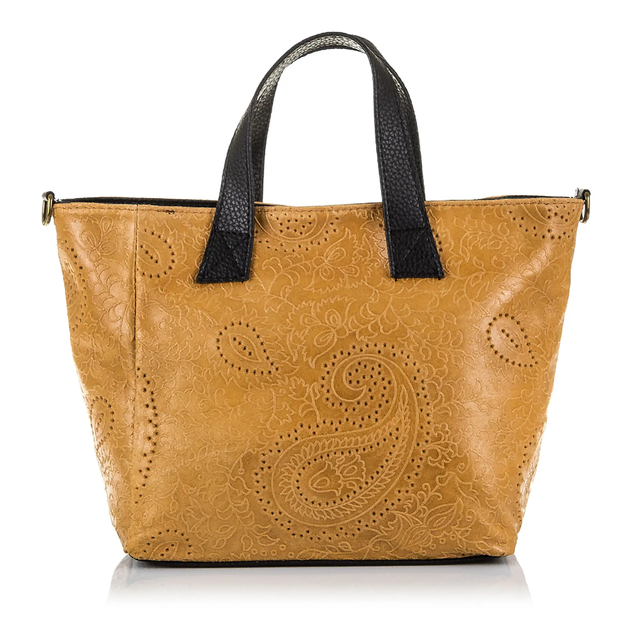 Cassandra Bolso tote Mujer.Piel auténtica Gamuza Grabado Arabesco 