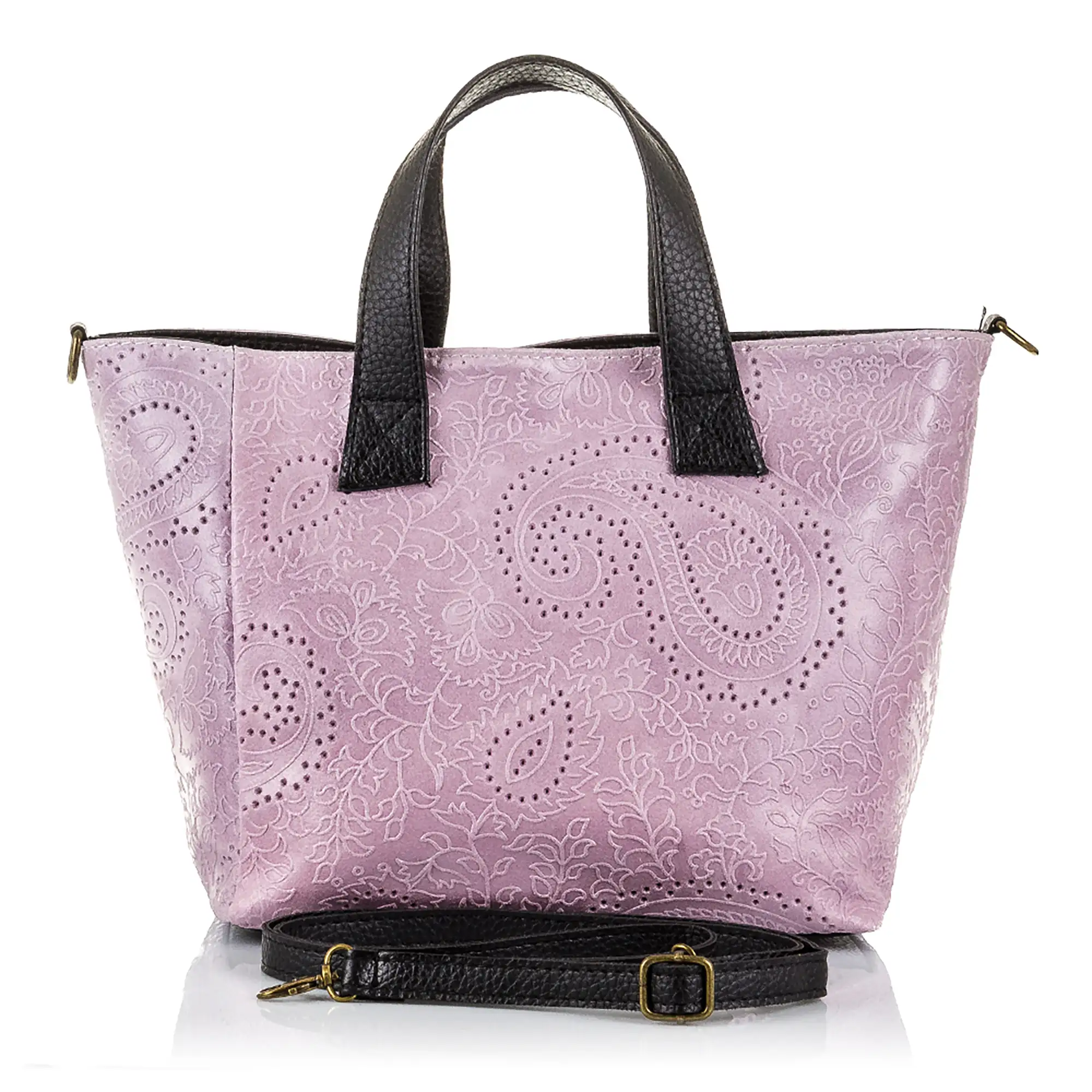 Cassandra Bolso tote Mujer.Piel auténtica Gamuza Grabado Arabesco 