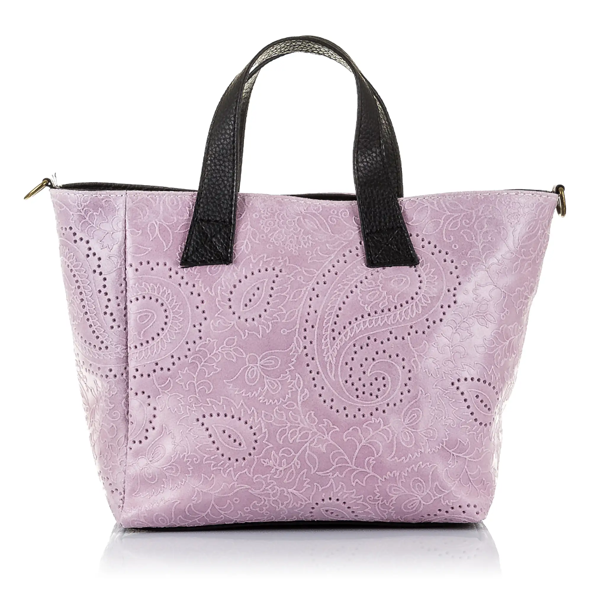 Cassandra Bolso tote Mujer.Piel auténtica Gamuza Grabado Arabesco 