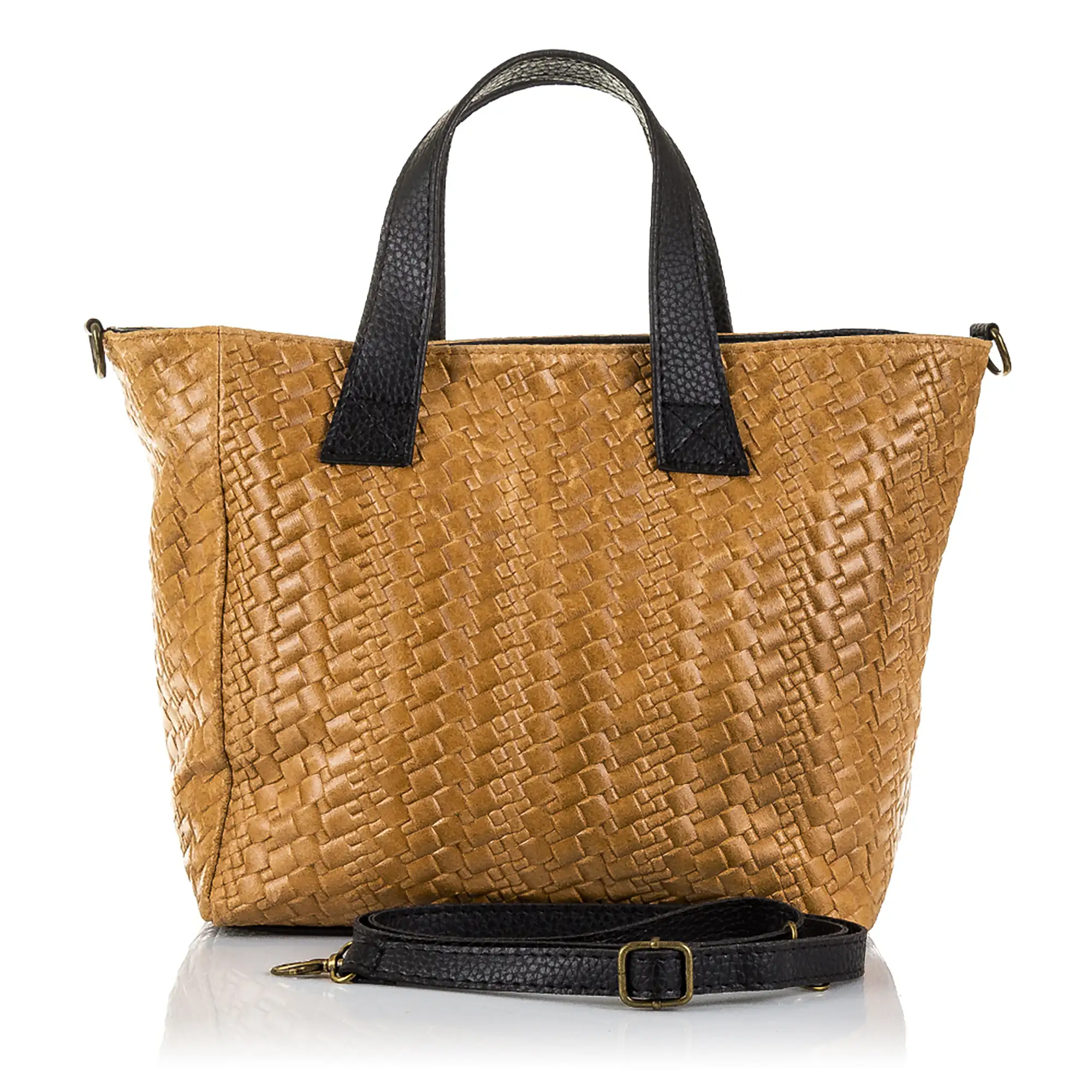 Cassandra Bolso tote Mujer.Piel auténtica Gamuza Grabado Entrelazado 