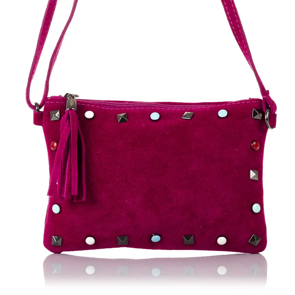 Elda Bolso bandolera Mujer.Piel auténtica Gamuza  