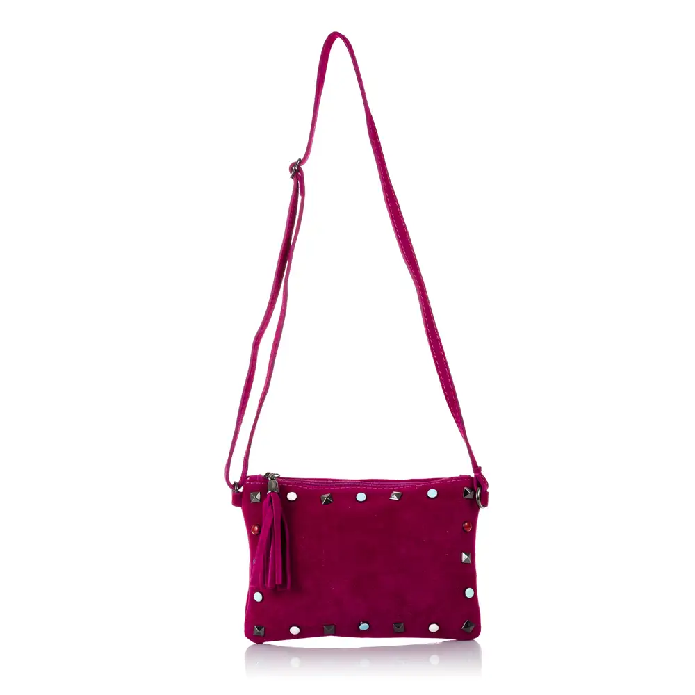 Elda Bolso bandolera Mujer.Piel auténtica Gamuza  