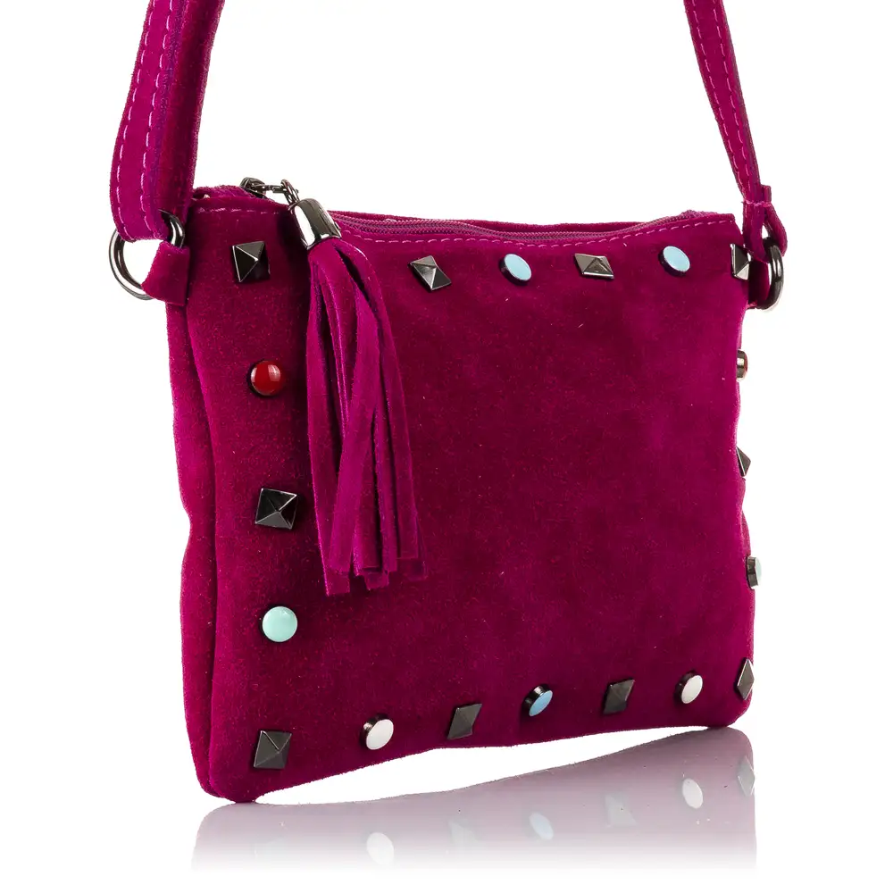 Elda Bolso bandolera Mujer.Piel auténtica Gamuza  