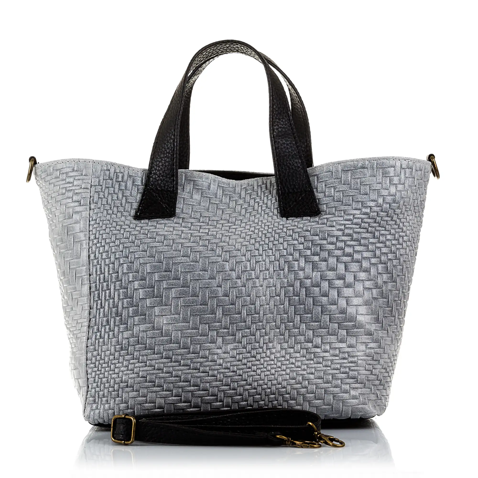 Cassandra Bolso tote Mujer.Piel auténtica Gamuza Grabado Entrelazado 