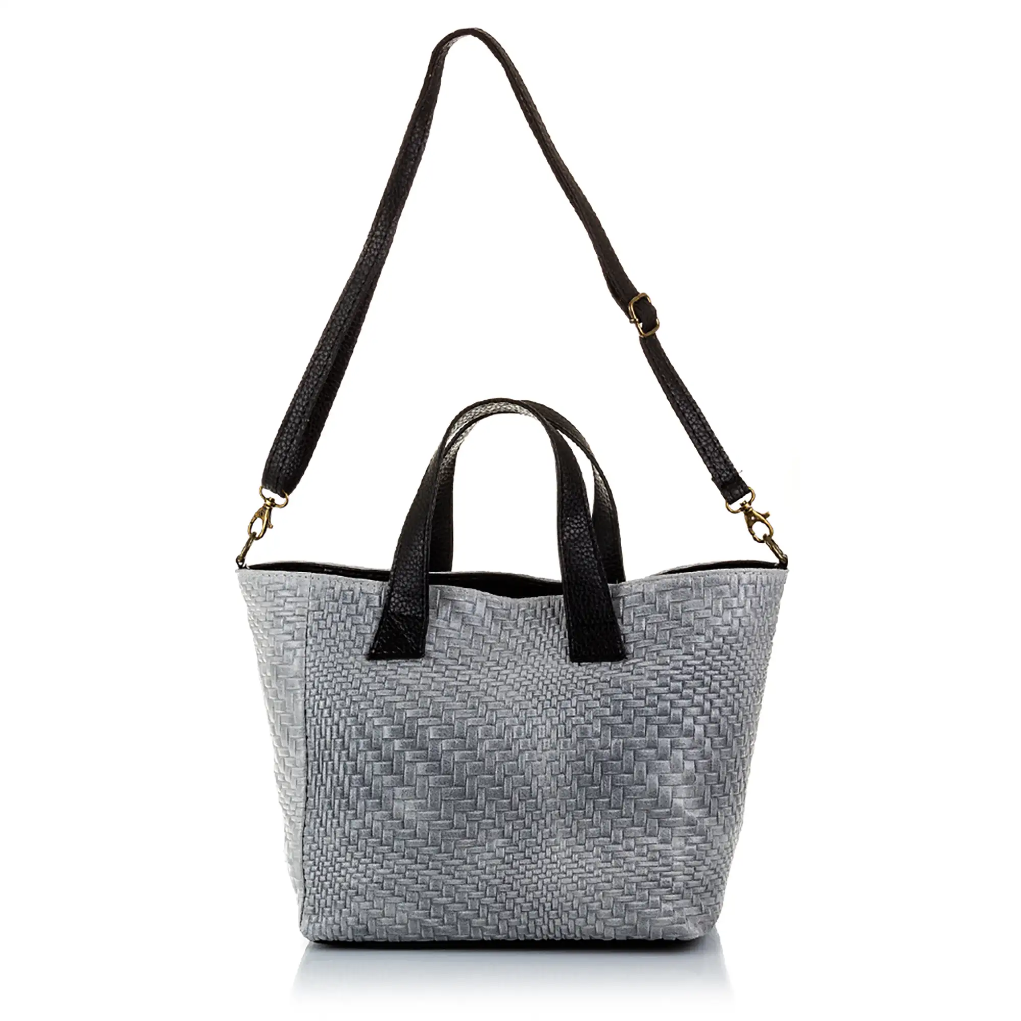 Cassandra Bolso tote Mujer.Piel auténtica Gamuza Grabado Entrelazado 