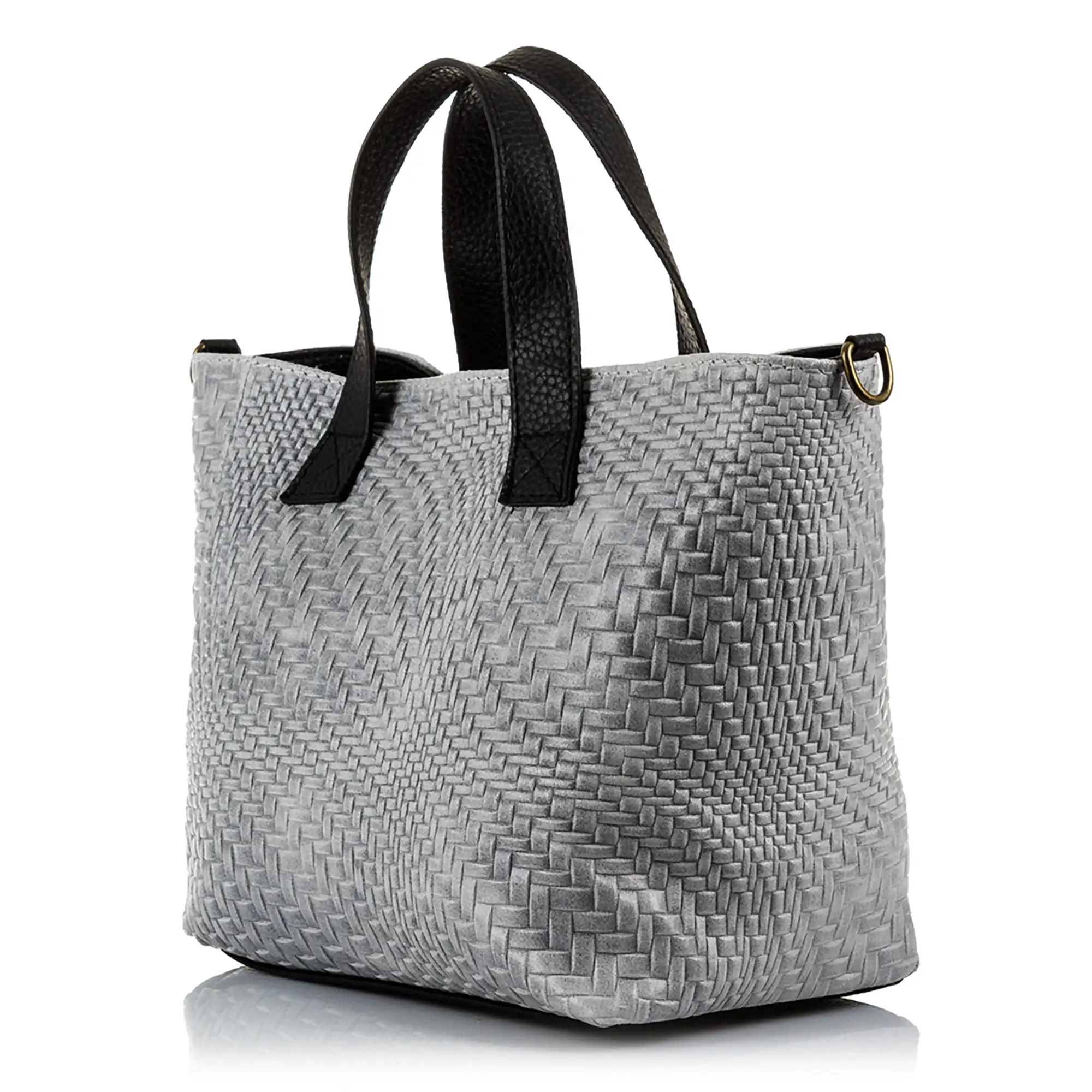 Cassandra Bolso tote Mujer.Piel auténtica Gamuza Grabado Entrelazado 
