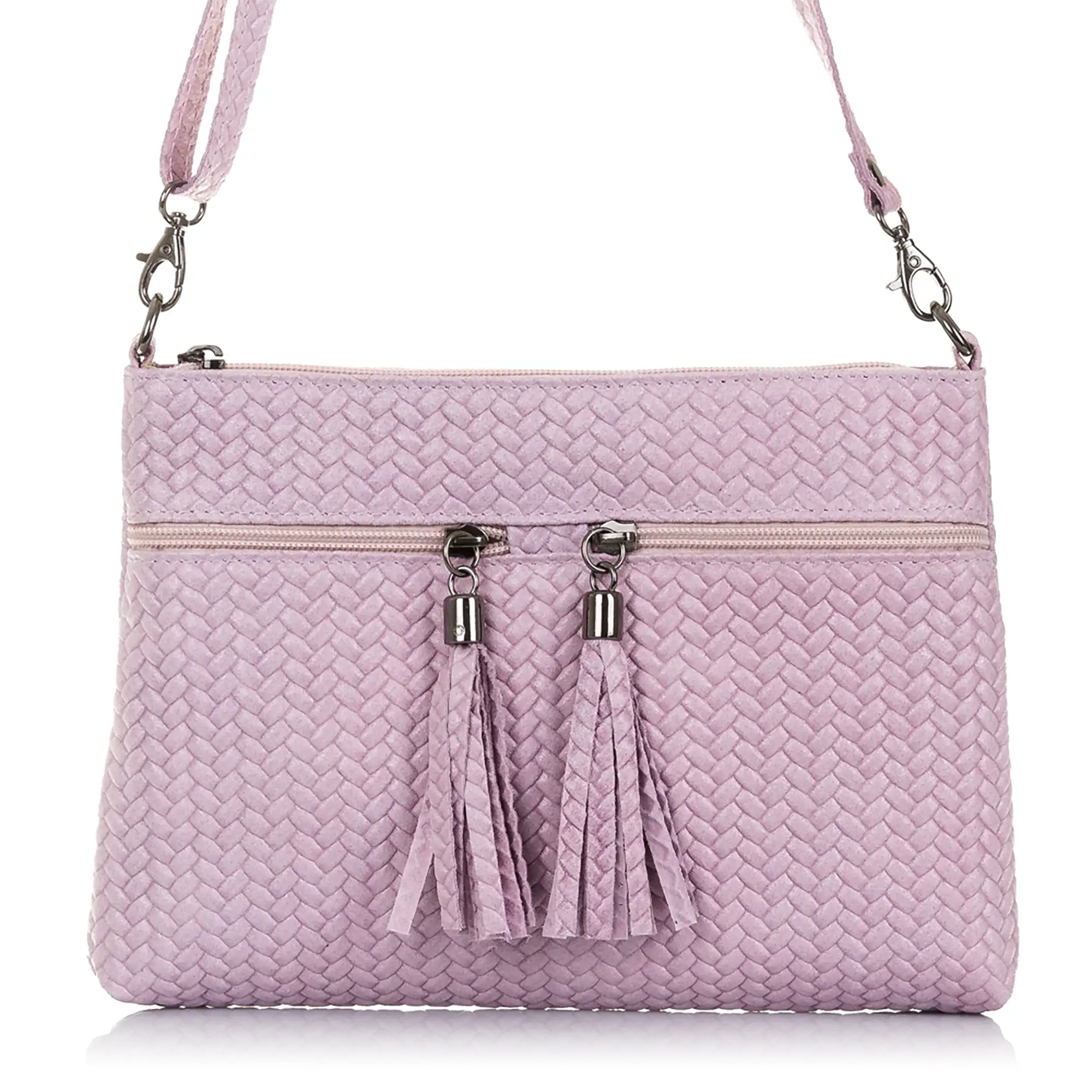 Oderzo Bolso bandolera Mujer.Piel auténtica Gamuza Grabado Espiga 