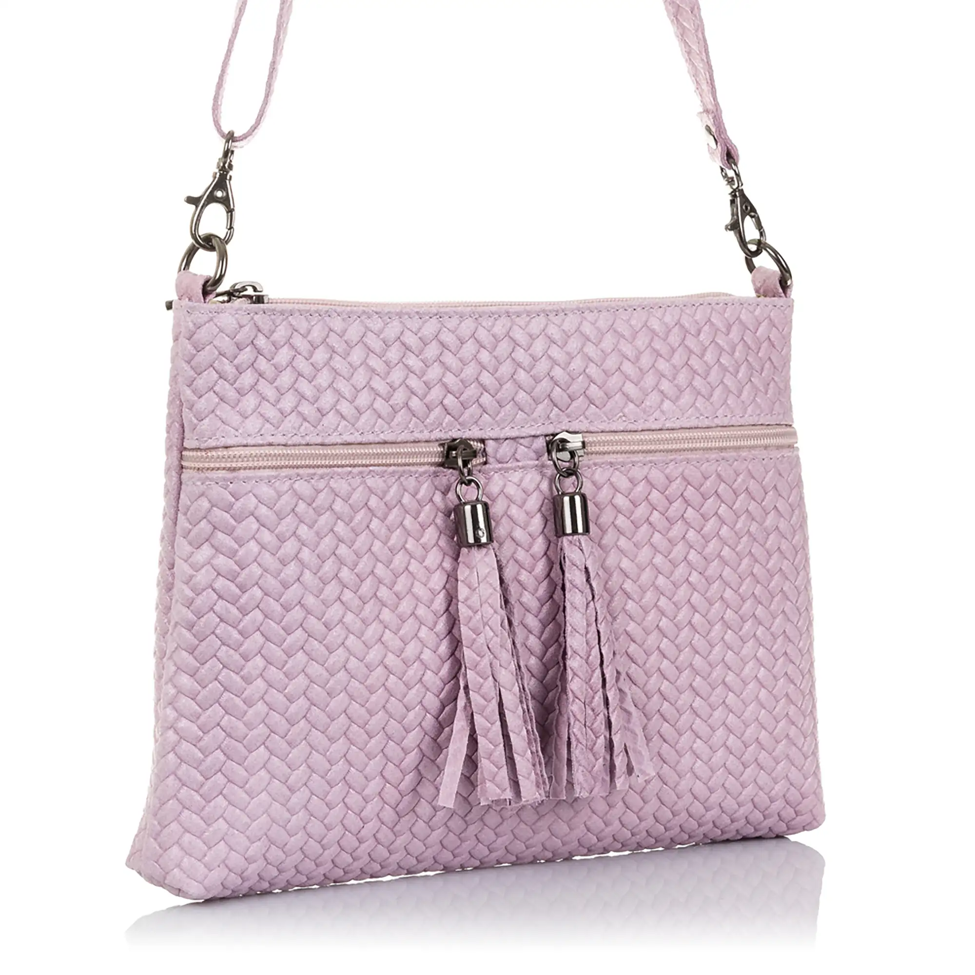 Oderzo Bolso bandolera Mujer.Piel auténtica Gamuza Grabado Espiga 