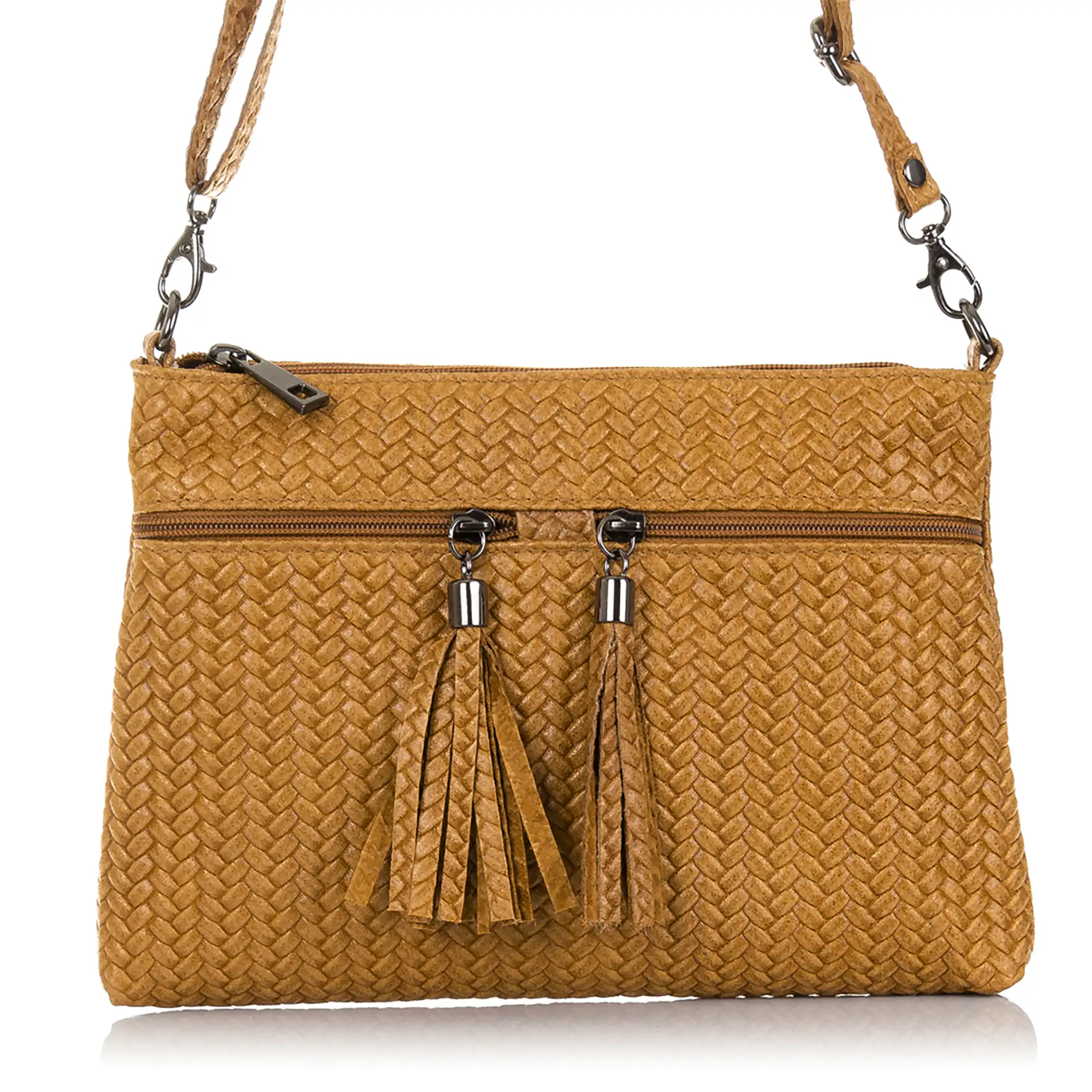 Oderzo Bolso bandolera Mujer.Piel auténtica Gamuza Grabado Espiga 