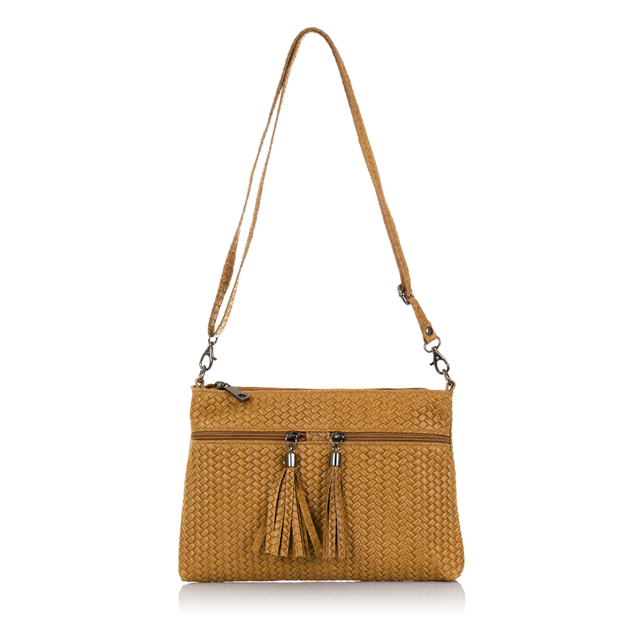 Oderzo Bolso bandolera Mujer.Piel auténtica Gamuza Grabado Espiga 
