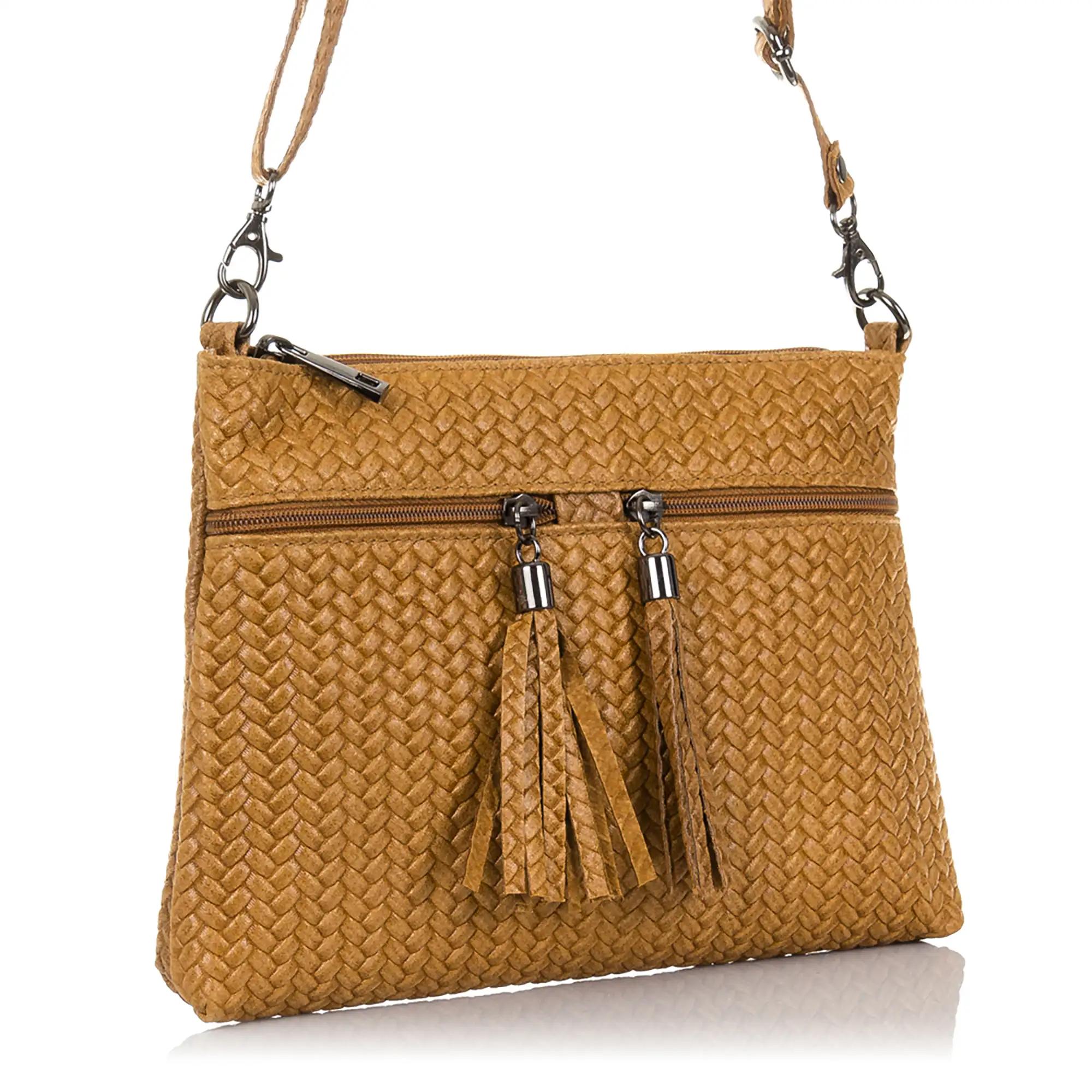 Oderzo Bolso bandolera Mujer.Piel auténtica Gamuza Grabado Espiga 