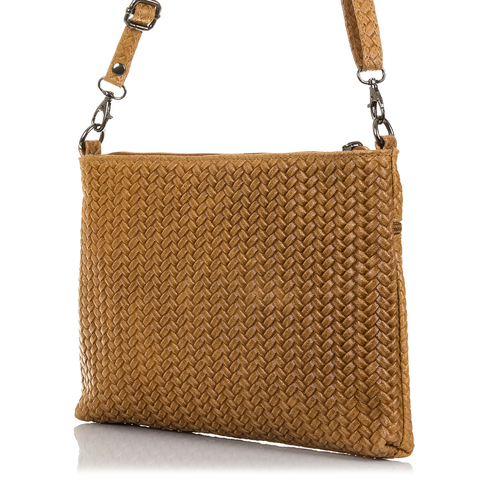 Oderzo Bolso bandolera Mujer.Piel auténtica Gamuza Grabado Espiga 