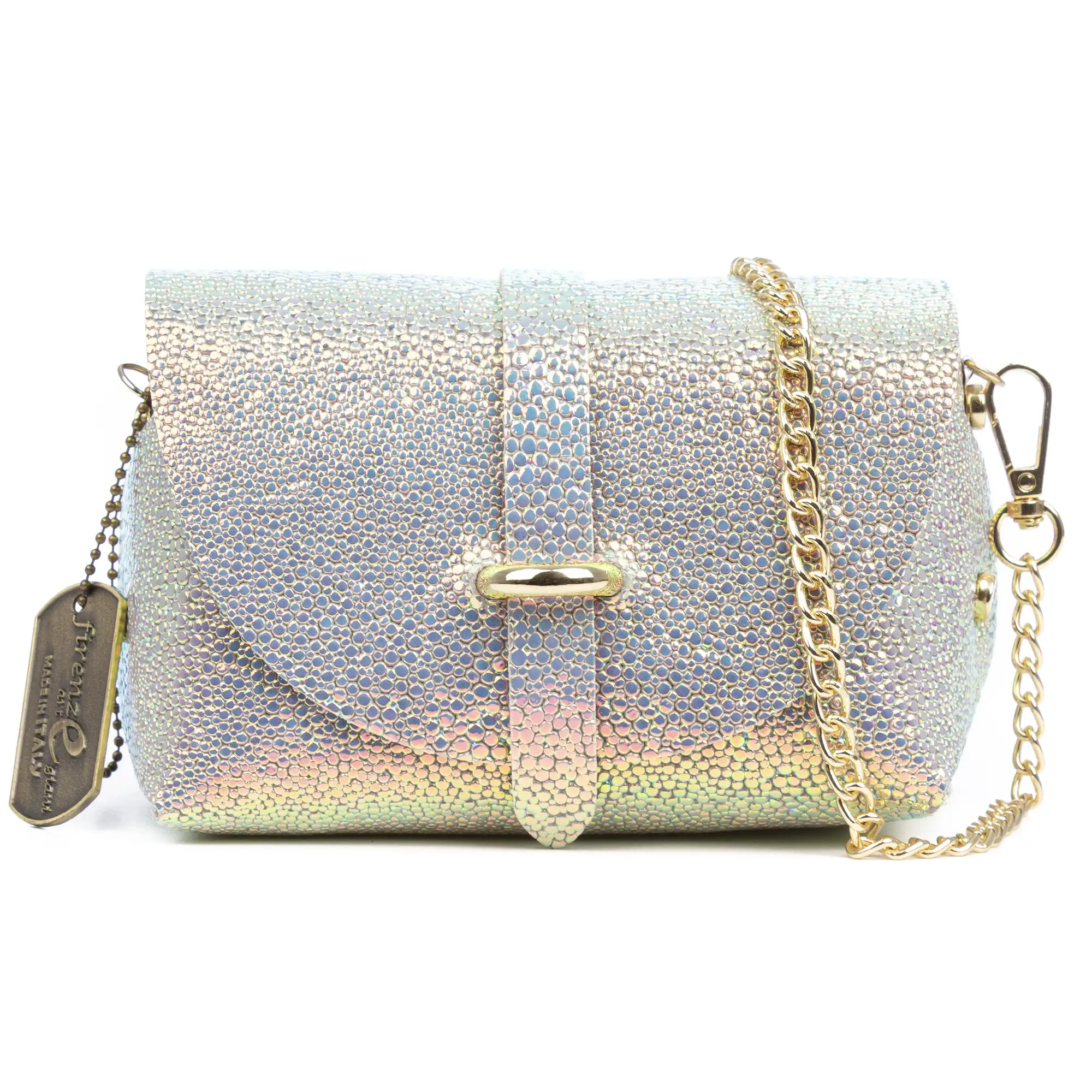 Aurora Bolso bandolera Mujer. Piel auténtica Gamuza acabado iridiscente.